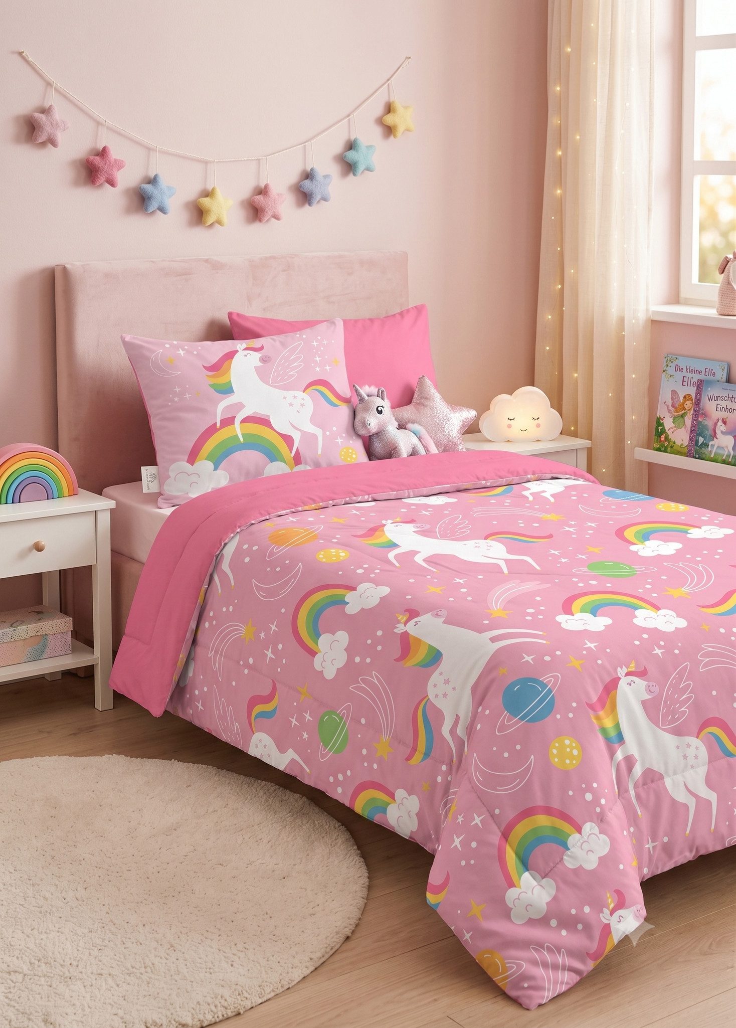 Kinderdecke Waschbare Kinder Wende Bettdecke 135x200cm Kissenbezug 80x80cm, JACK, All-in-One, kein separates Beziehen mehr nötig