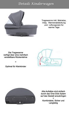 Coletto Kombi-Kinderwagen Dante 4 in 1 inkl. Sportsitz, Autositz und Zubehör in 12 Designs