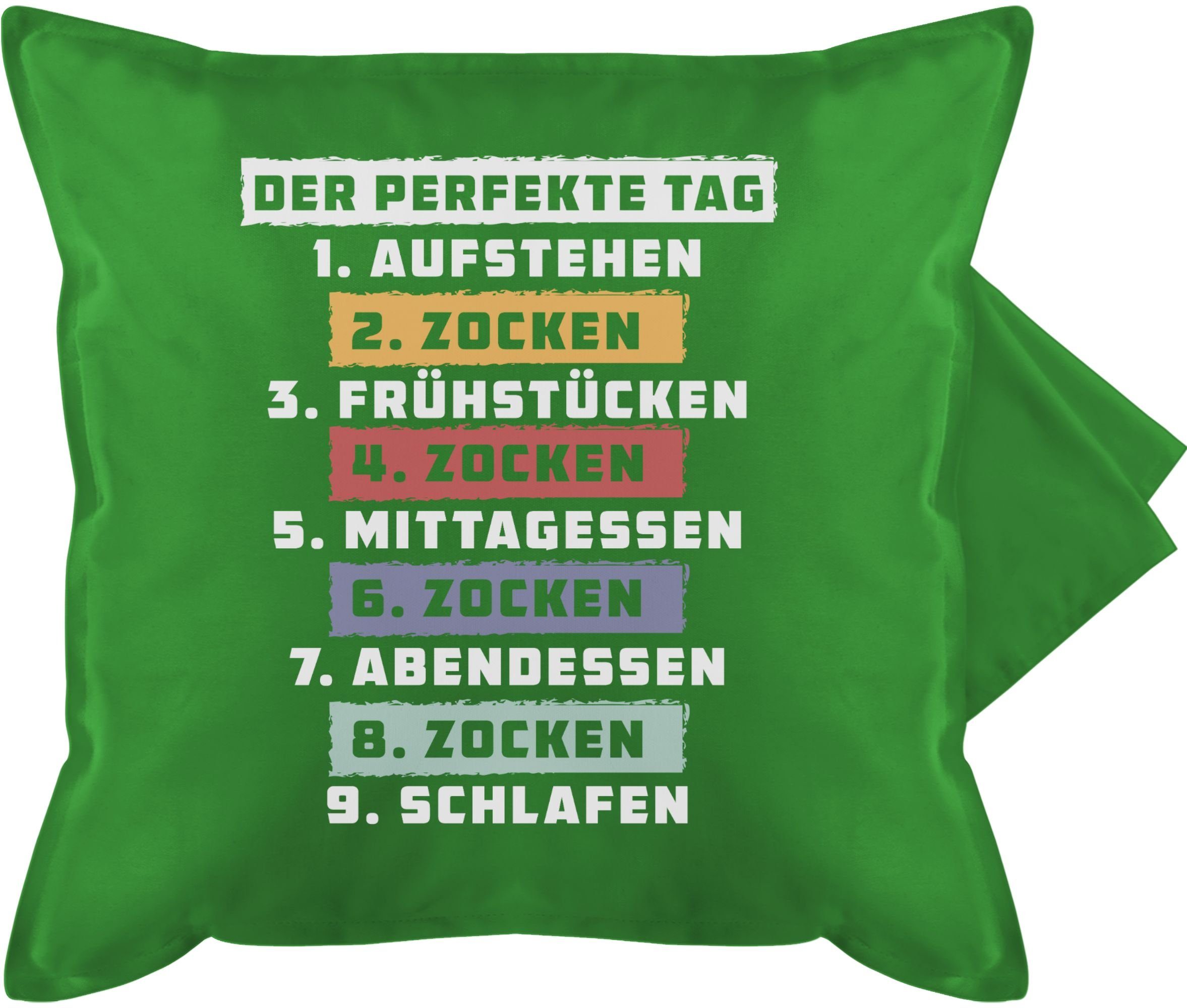 Kissenbezüge Der perfekte Tag - Zocken - Weiß, Shirtracer (1 Stück), Deko-Kissen mit Spruch