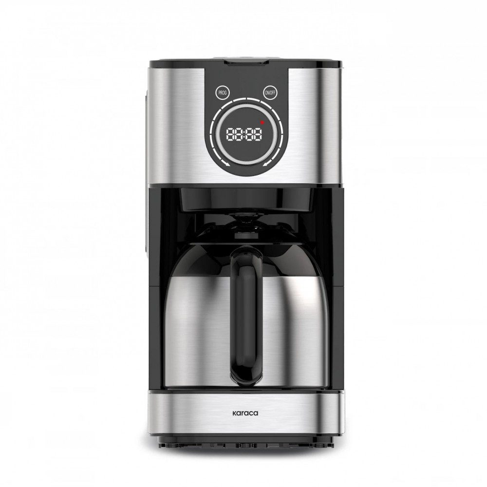 Karaca Espressomaschine, Series 2303 Stahl Filterkaffeemaschine 1,2L für 12 Tassen, Inox