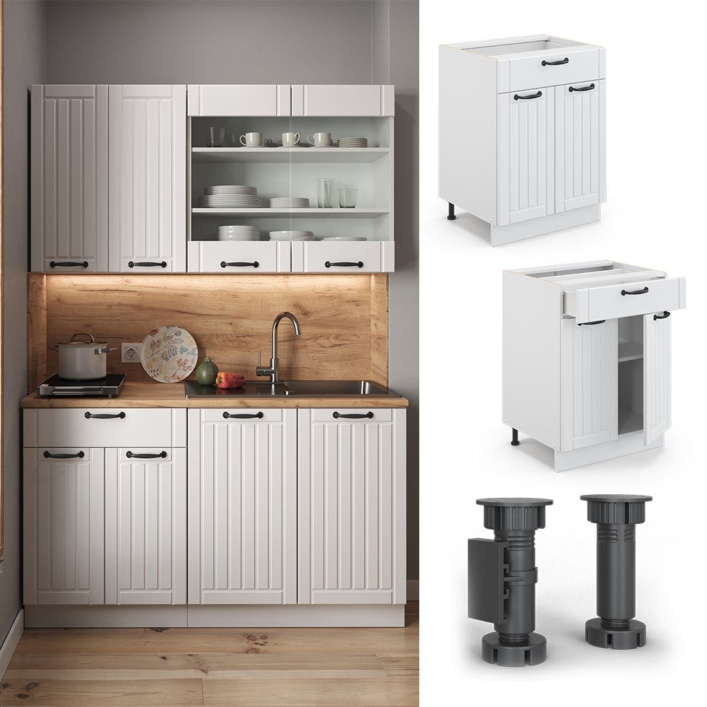Vicco Unterschrank Fame-Line, Weiß Landhaus/Weiß, 60 mit Schublade, ohne Arbeitsplatte (1-St) – Bild 4 von 5