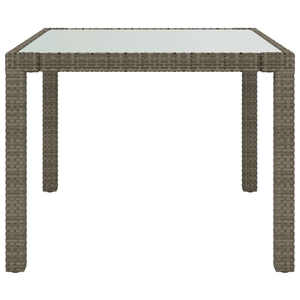vidaXL Gartentisch 90 x 90 x 75 cm Gartentisch 90x90x75 cm Gehärtetes Glas Polyrattan Gra