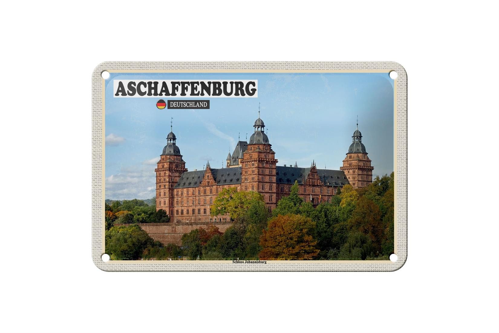 Femer GmbH Metallschild Städte Aschaffenburg Schloss Johannesburg 18x12cm Schild, (1 St), gewölbte Oberfläche, abgerundete Ecken, umgeschlagene Kanten