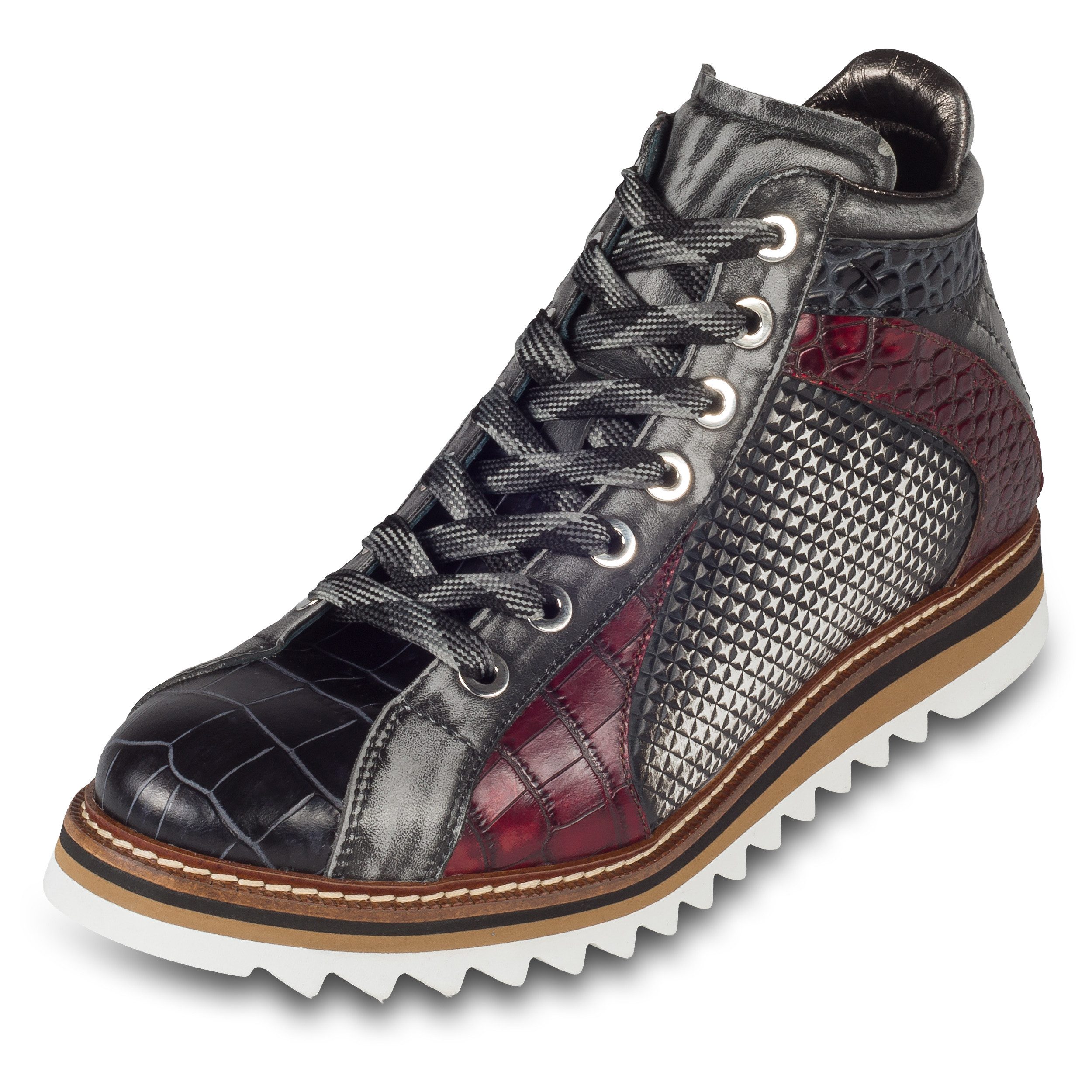 Lorenzi Lorenzi Кроссовки-Stiefel Herren grau/rot/schwarz, Leder Krokoprägung Кроссовки Handgefertigt