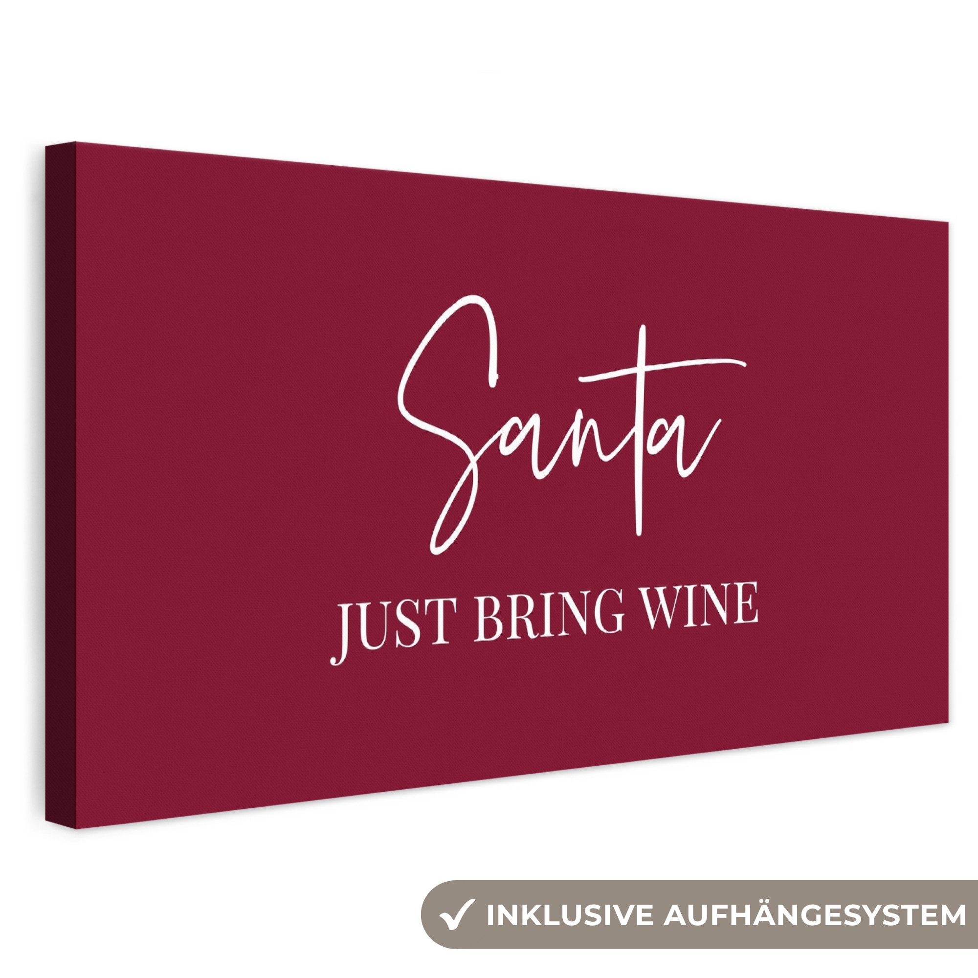OneMillionCanvasses® Leinwandbild Panorama Weihnachtsmann - Wein - Rot - Weihnachten - Weihnachtsmann, Fotodruck (1 St), Leinwand Bilder für Wohnzimmer Schlafzimmer 60x30 cm