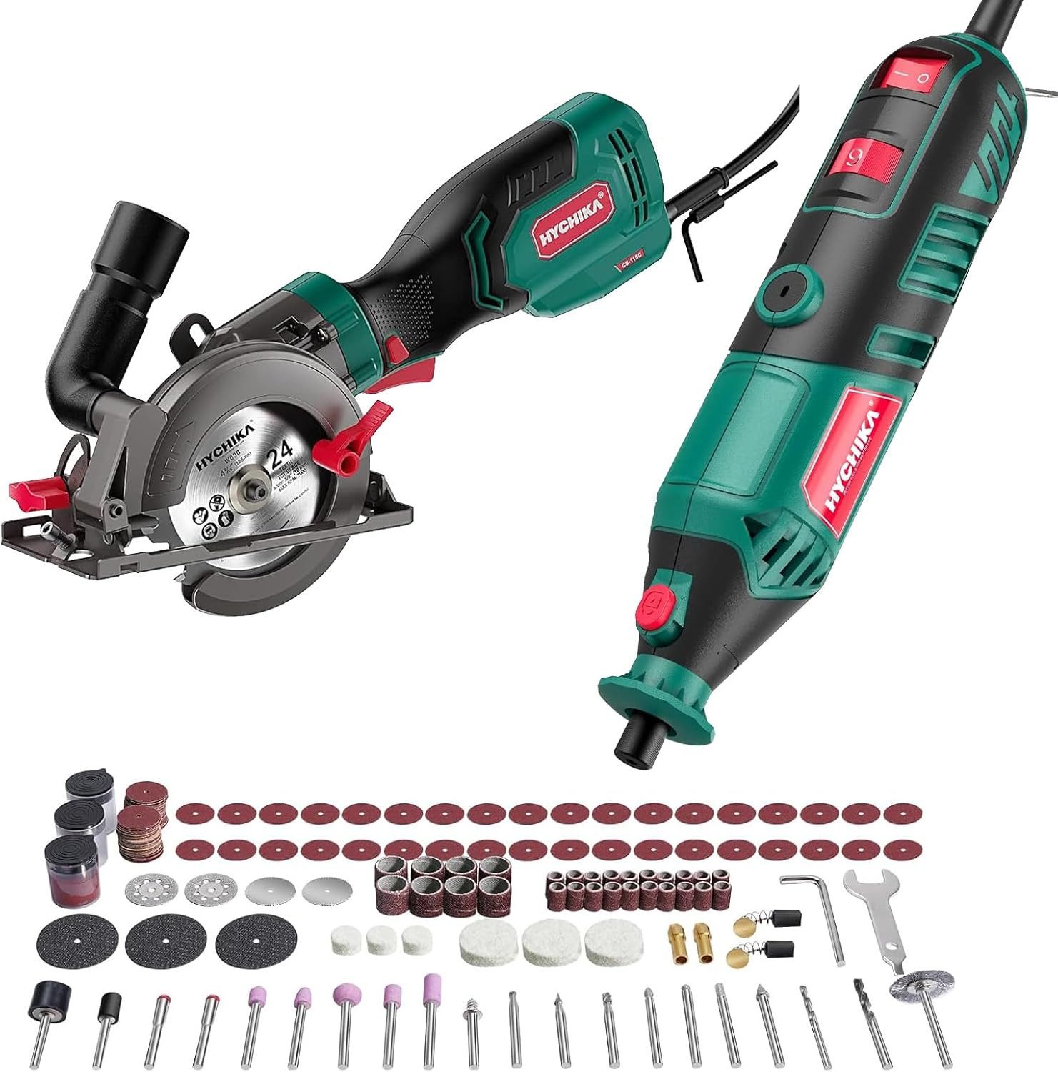 HYCHIKA BETTER TOOLS FOR BETTER LIFE Handkreissäge HYCHIKA 180W Variable Speed Rotary Tool &6.2A Mini Circular Saw