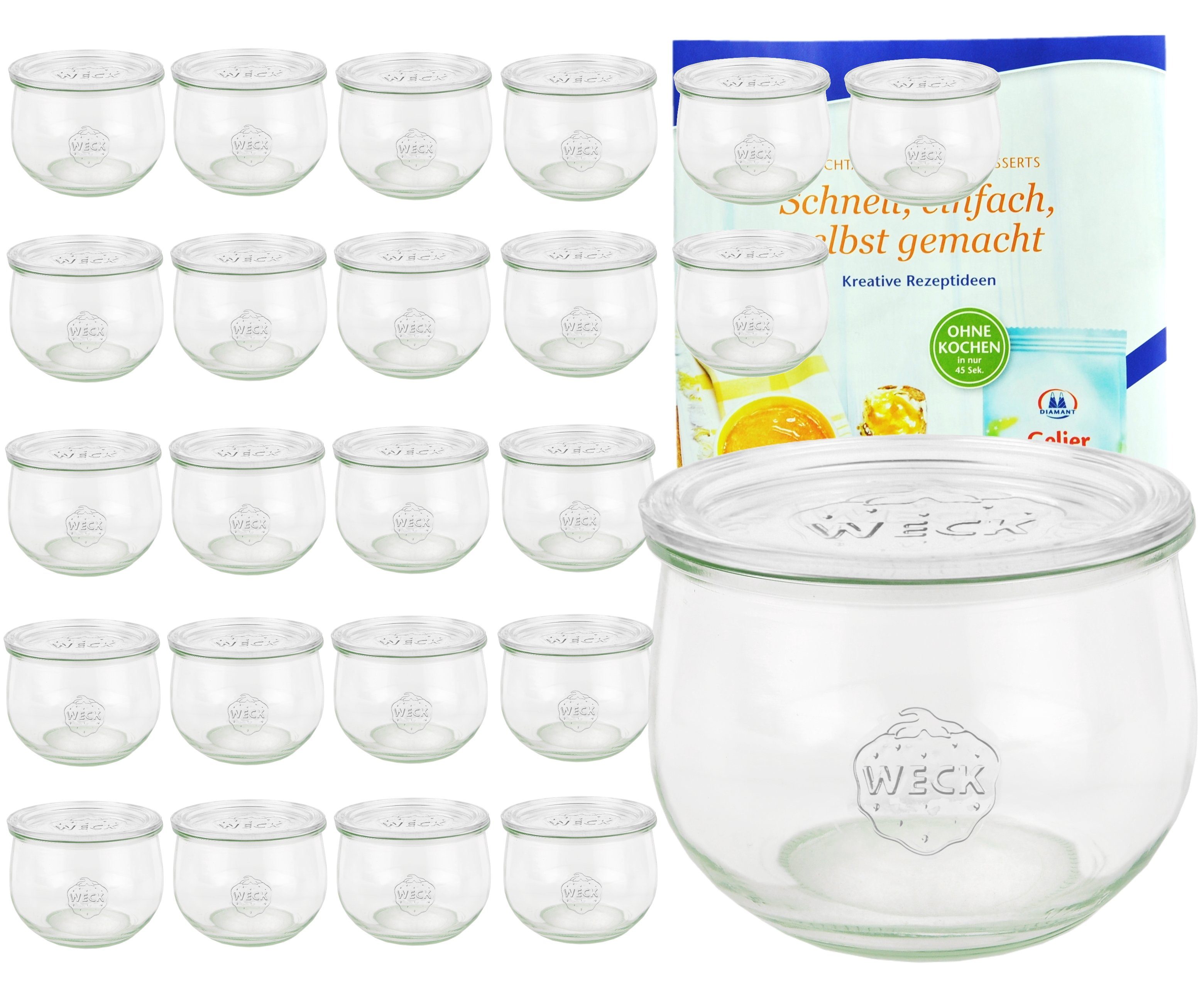 Einmachglas 24er Set Weck Gläser 580ml Tulpengläser 1/2L mit 24 Glasdeckeln