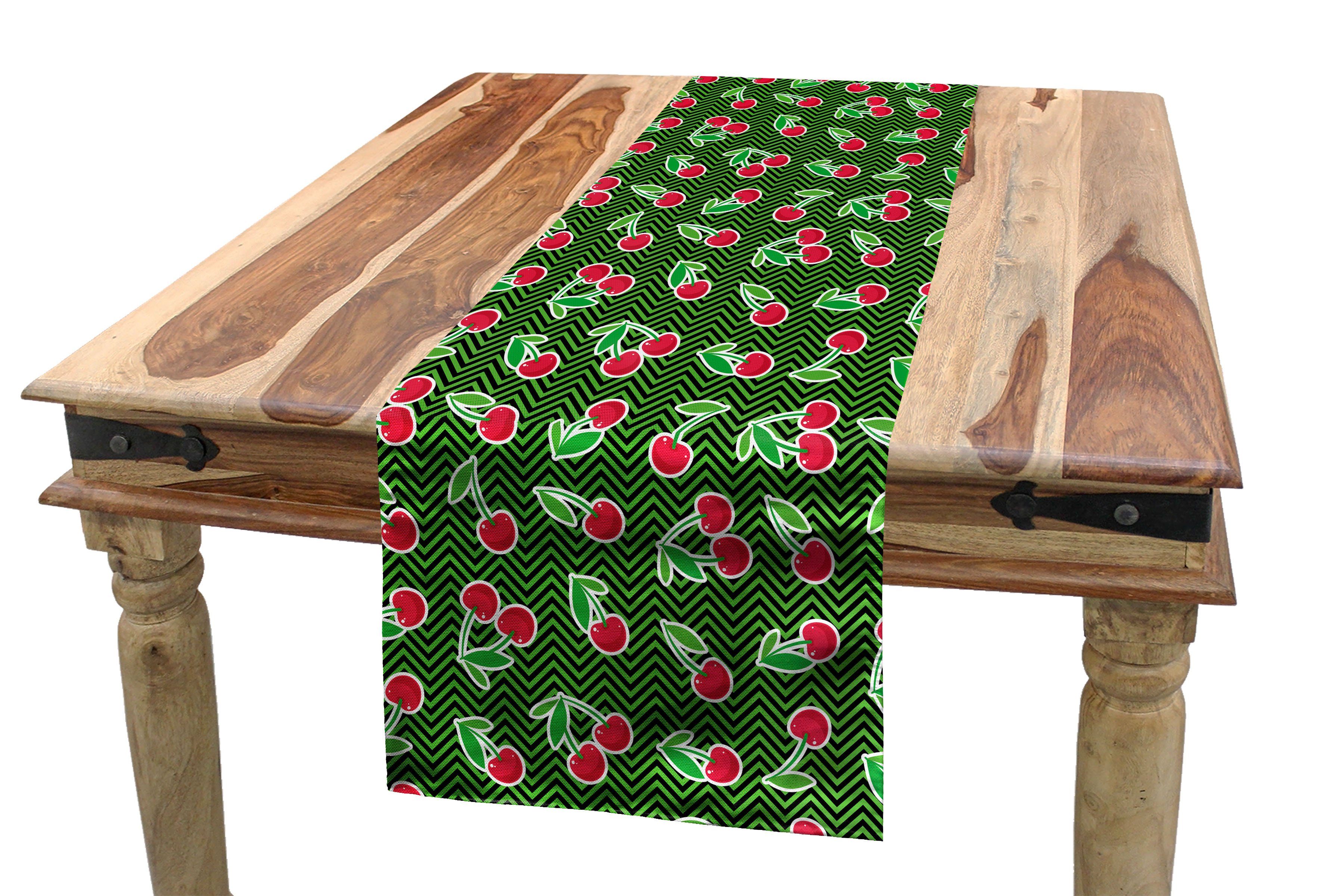 Esszimmer auf Tischläufer Frische Dekorativer Abakuhaus Küche Früchte Tischläufer, Kirsche Rechteckiger Zick-Zack-Art