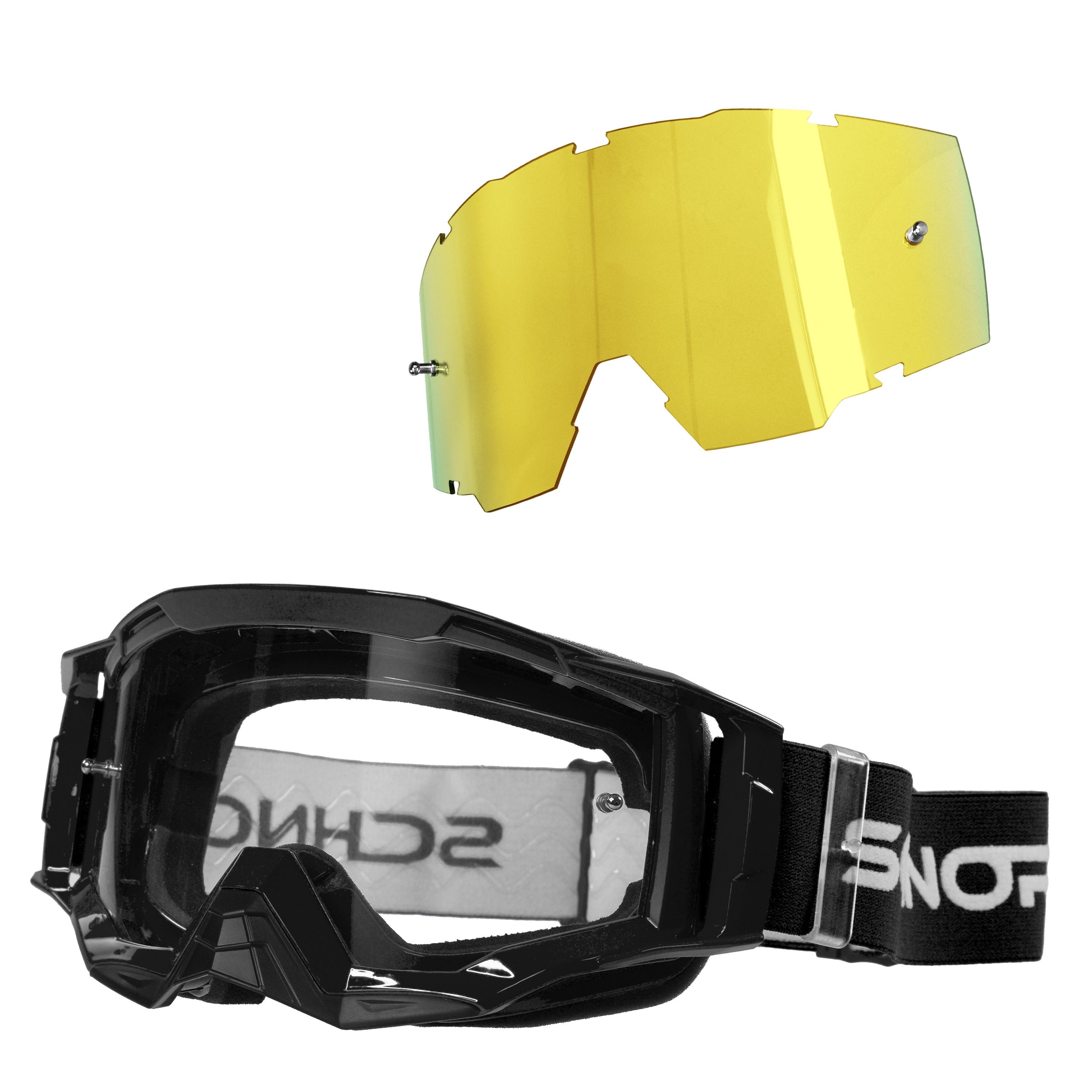 SCHNORR Sportbrille MX Neo Motocross Brille Anti-Fog & Tear-Off + Wechselglas gold, (1-St), Tear-Off & Roll-Off kompatibel