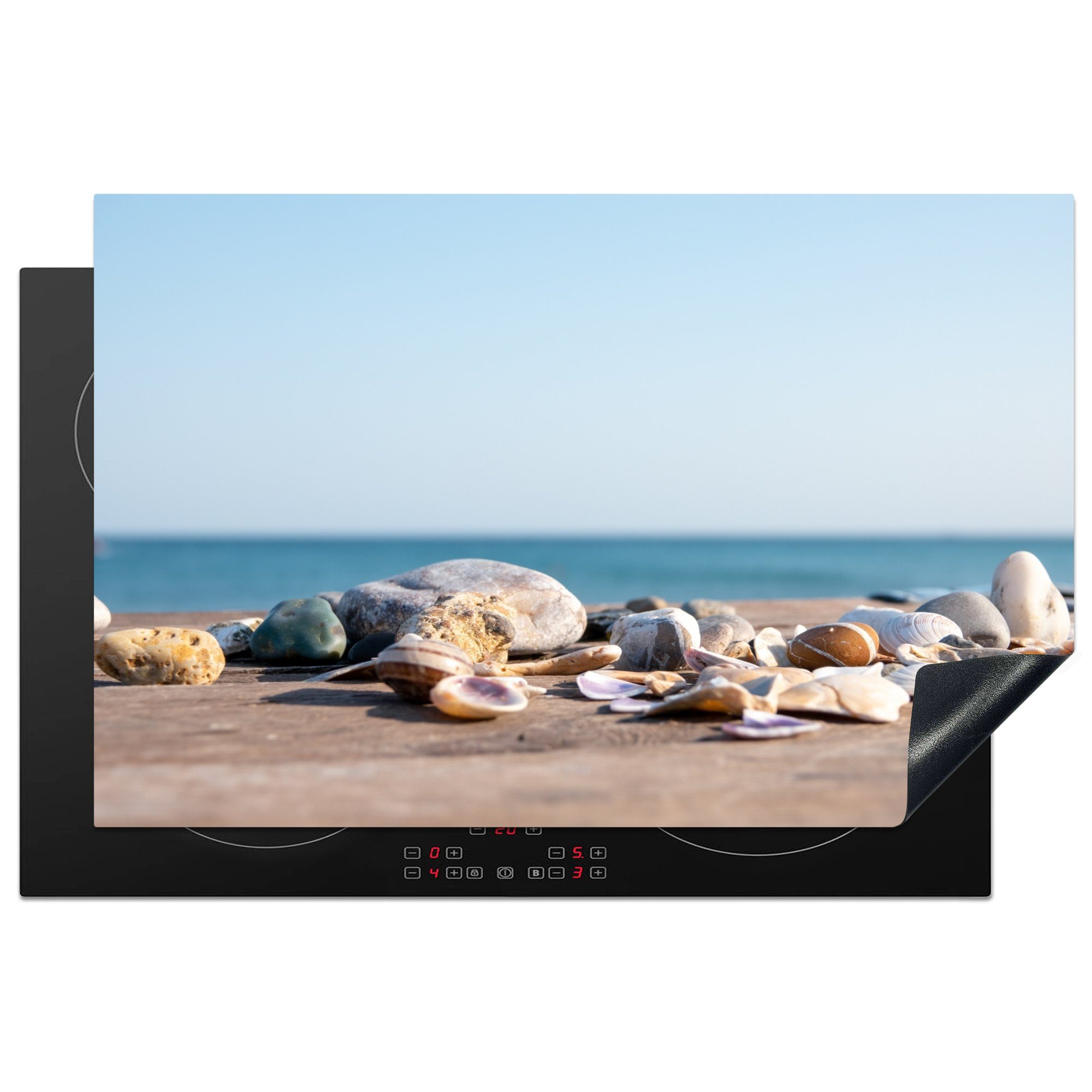 Neue Ware zu günstigen Preisen MuchoWow Herdblende-/Abdeckplatte Muscheln - Strand Sommer für küche, Schutz Sonne, Meer (1 Vinyl, Induktionskochfeld - - 81x52 - Ceranfeldabdeckung tlg), cm, die