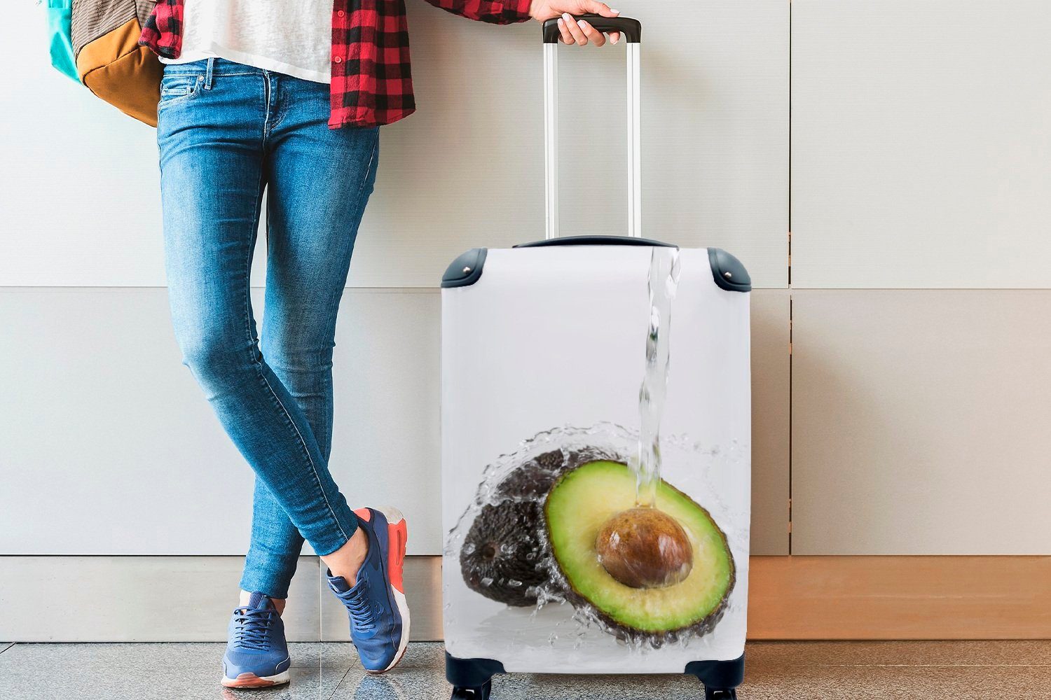 Avocado Reisekoffer Handgepäck Rollen, - für Ferien, MuchoWow rollen, - Trolley, Wasser Handgepäckkoffer Wasserhahn, Reisetasche 4 mit