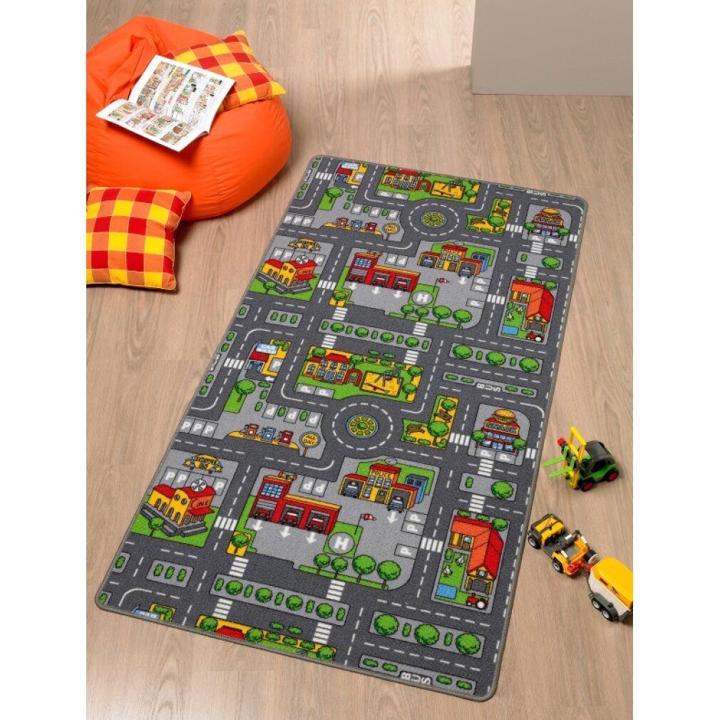 Meubinex N.V Spielteppich City 80x120cm Spielbausteine, (Packung)