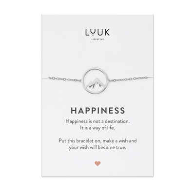 LUUK LIFESTYLE Edelstahlarmband Berggipfel, mit Happiness Spruchkarte