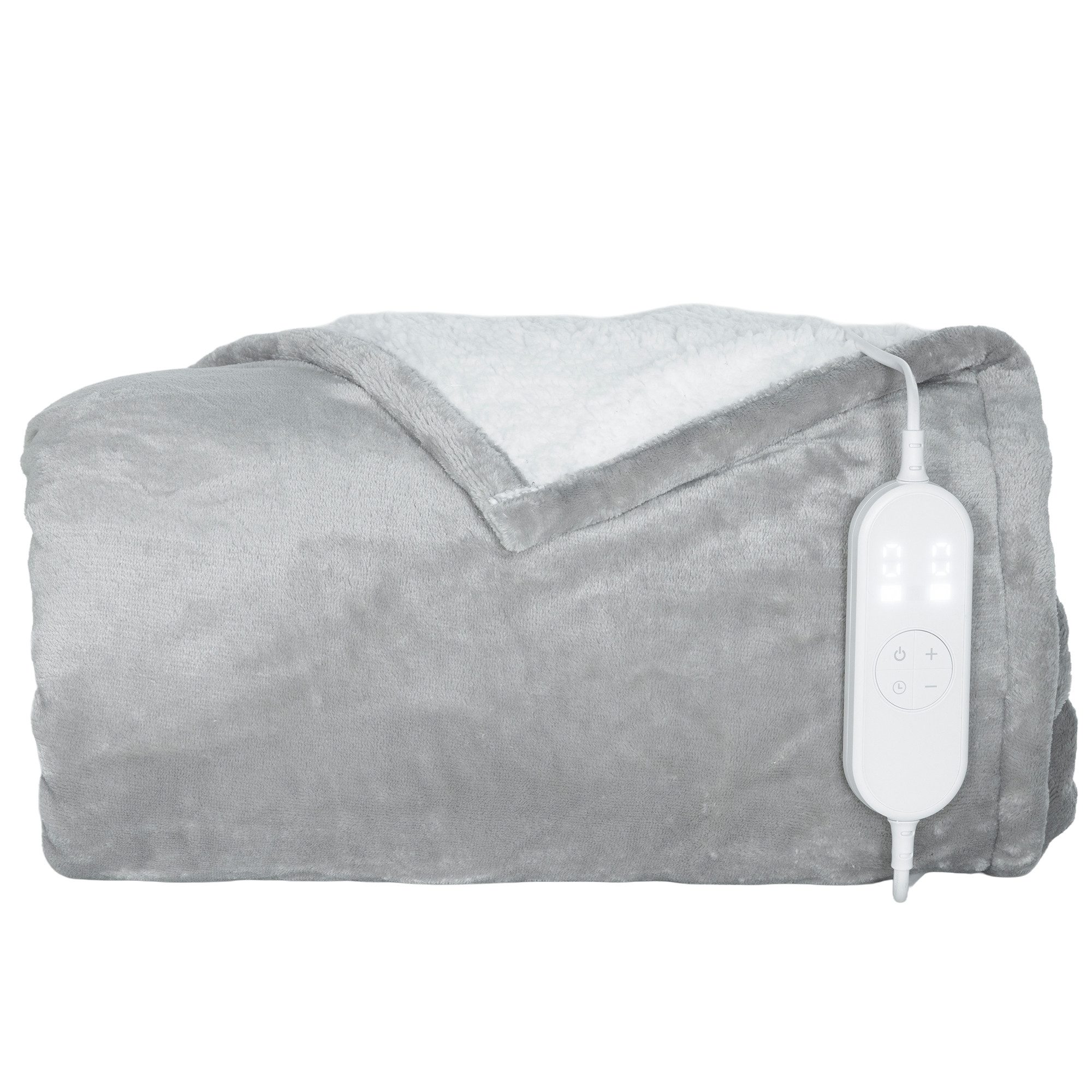 HOMCOM Heizdecke Überhitzungsschutz, LED-Display, Wärmegeräte, 1-tlg., Kuscheldecken, 10 Heizstufen, Grau