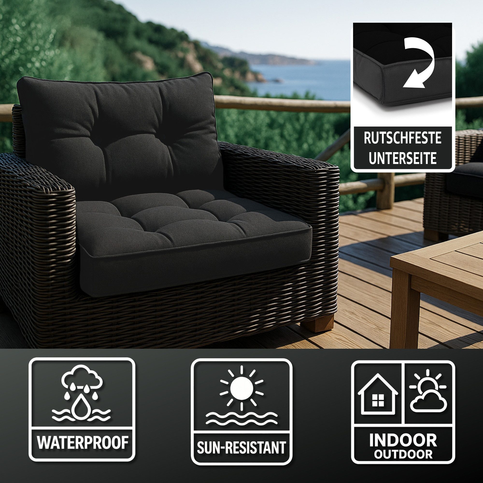 Amazinggirl Sitzkissen Polster für Gartenmöbel - Lounge Kissen Outdoor