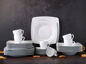 CreaTable Kombiservice Geschirr-Set Celebration (30-tlg), 6 Personen, Porzellan, Service, weiß, spülmaschinenfest, 30 Teile, für 6 Personen