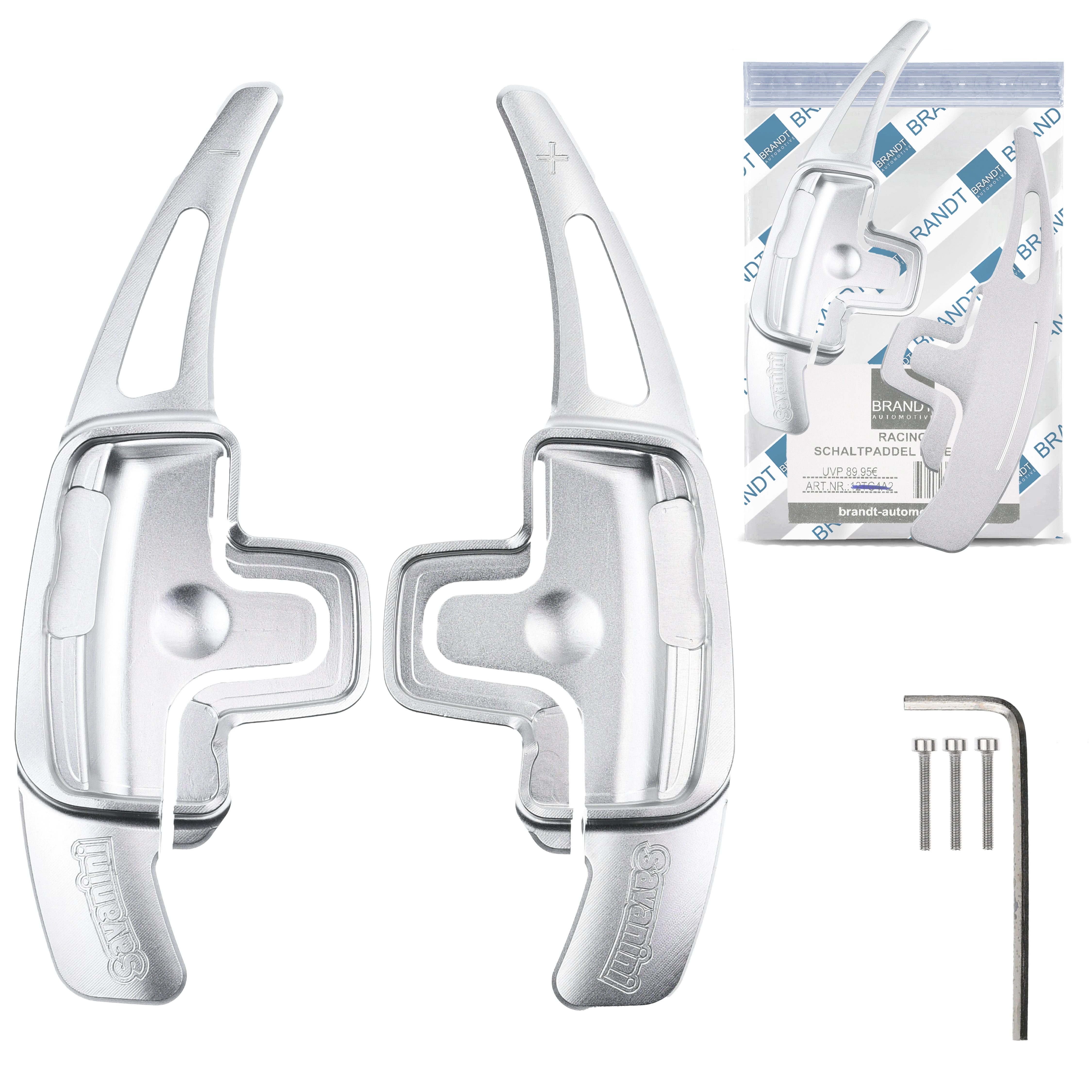 BRANDT AUTOMOTIVE Lenkeradapter Auto Lenkrad Schaltwippen Verlängerung SET Aluminium SILBER, (2-tlg., für MERCEDES BENZ R171 SLK W221 GL X164 SL R230 GLK X204 E-Klasse)
