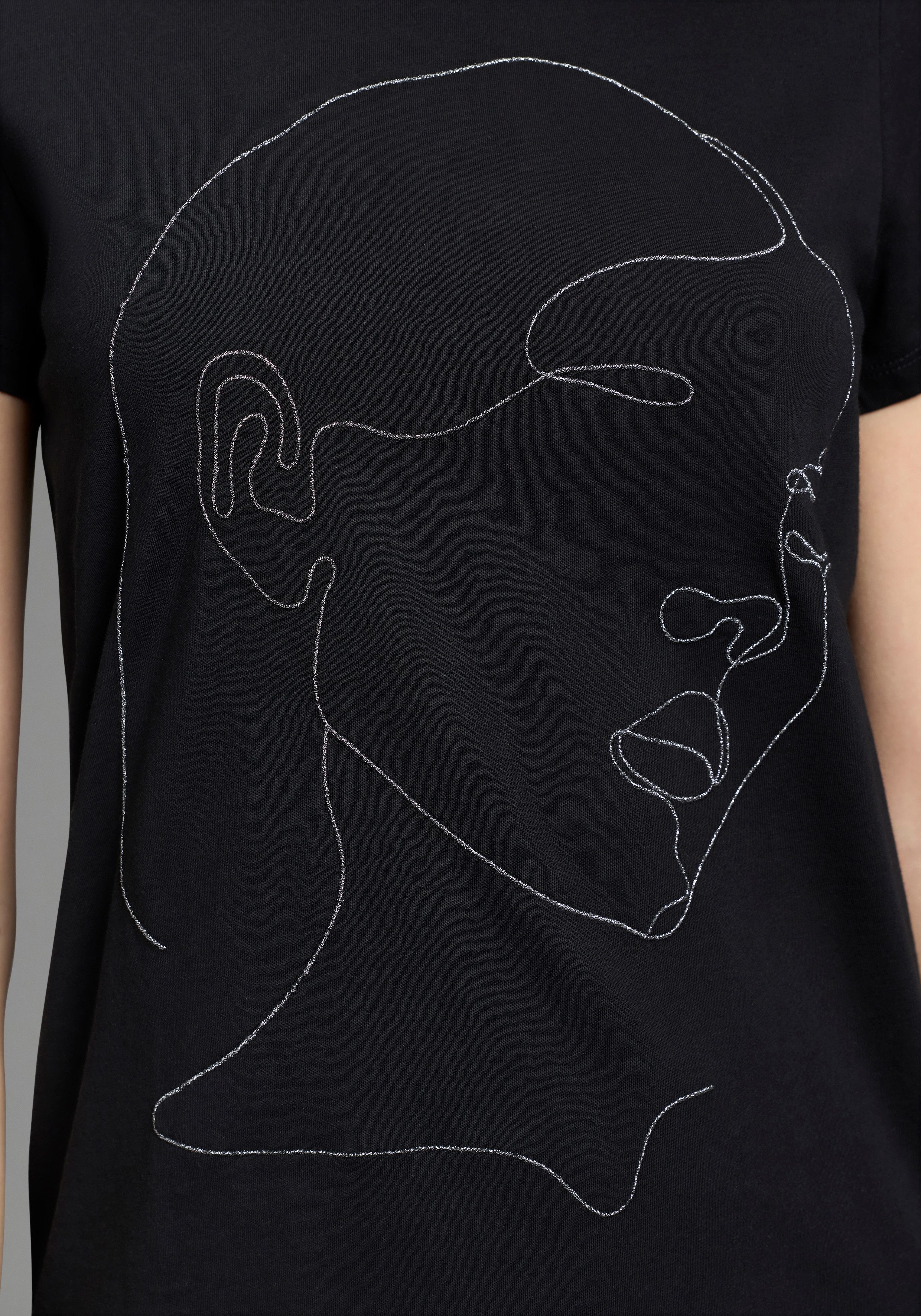 Laura Scott T-Shirt mit Stickerei, schimmernde Optik, moderner Look