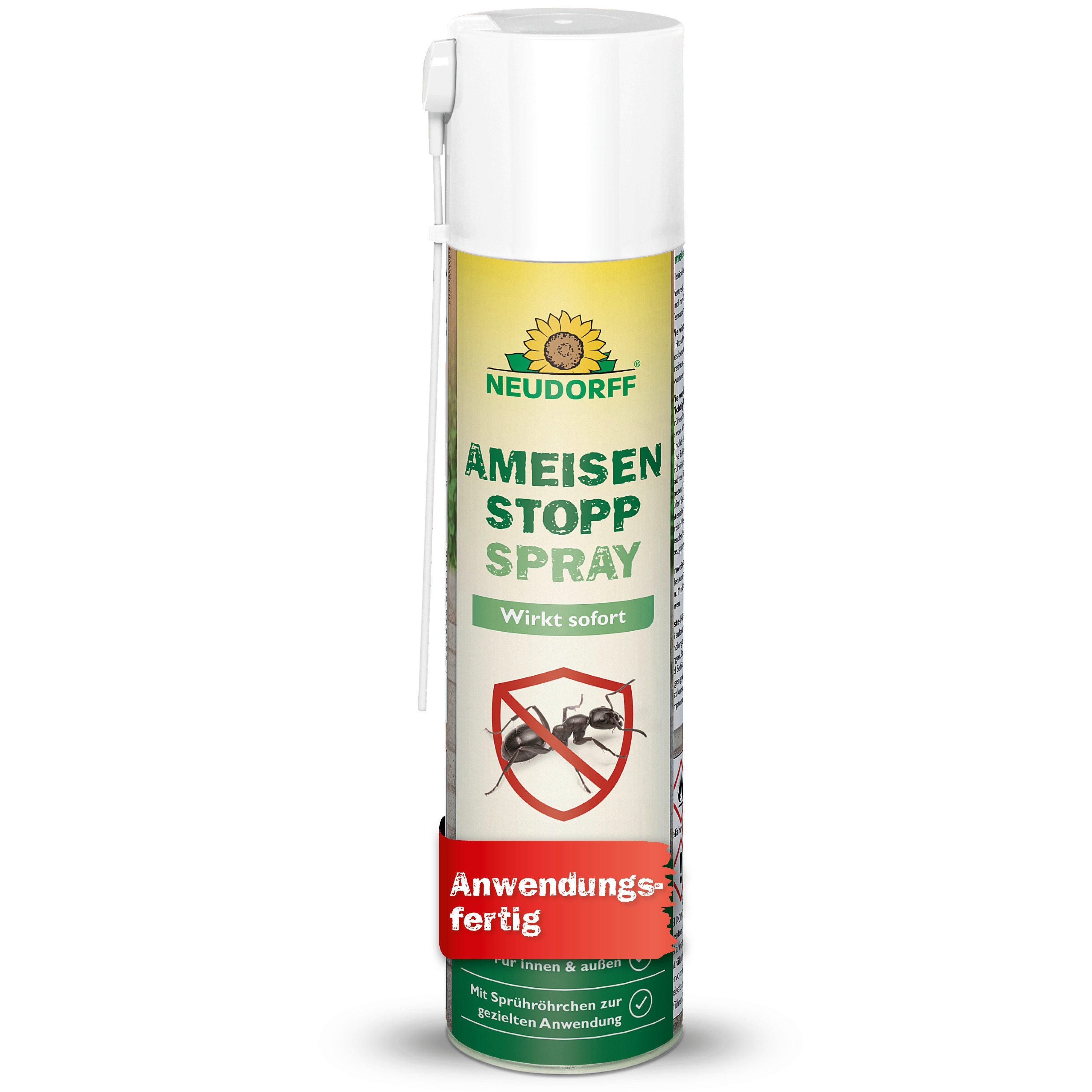 Neudorff Tierabwehrspray Neudorff AmeisenStopp Spray Ameisenspray für Innen und Außen, 300 ml, Gezielte Anwendung mit praktischem Sprühröhrchen, 1-St., Aerosolspray gegen Ameisen für Innen & Außen, Mit Sprühröhrchen für Ecken, Ritzen & Eintrittsstellen