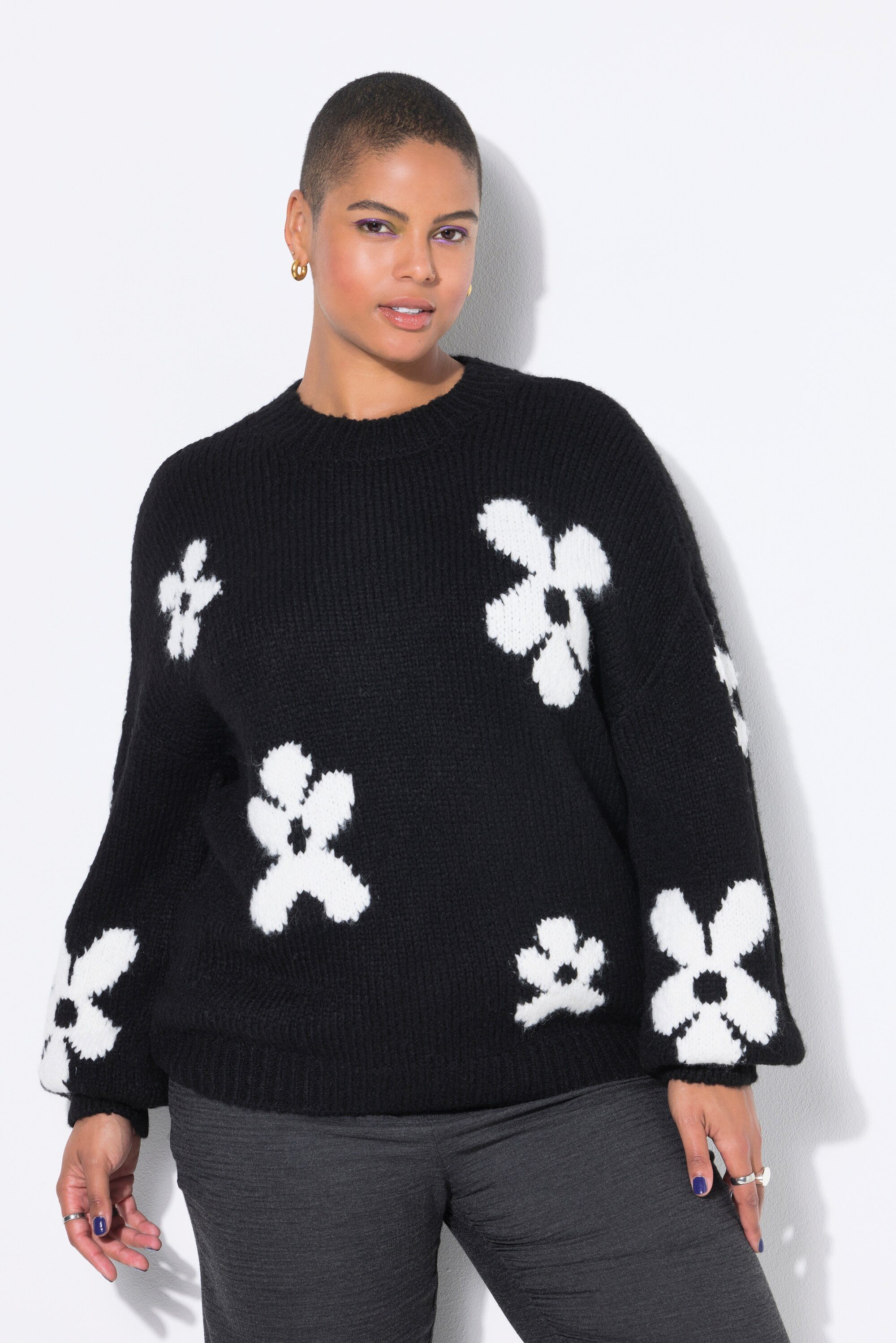 Studio Untold Strickpullover Pullover oversized Fancystrick Flowers günstig online kaufen
