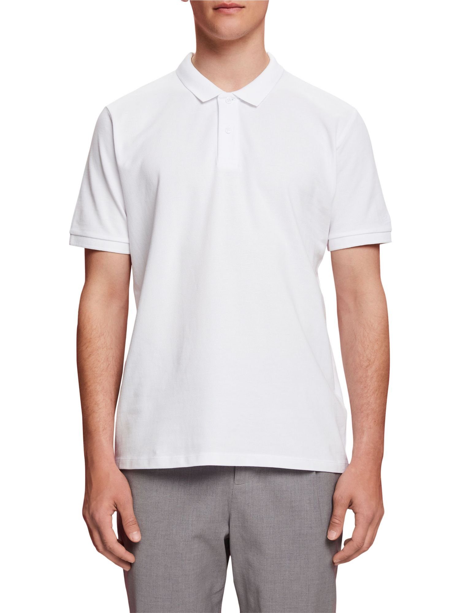aus Poloshirt WHITE Slim-Fit-Poloshirt Baumwoll-Piqué Esprit