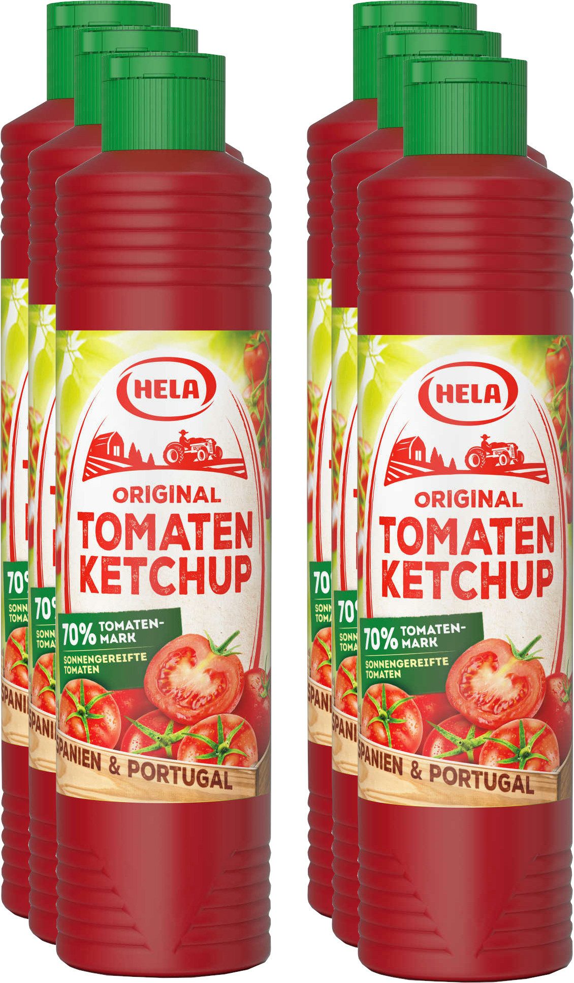 HELA Grillsauce 6 x Ketchup Original Tomaten Ketchup 800 ml Flasche Tomatenketchup, 0.8 l, 800 ml