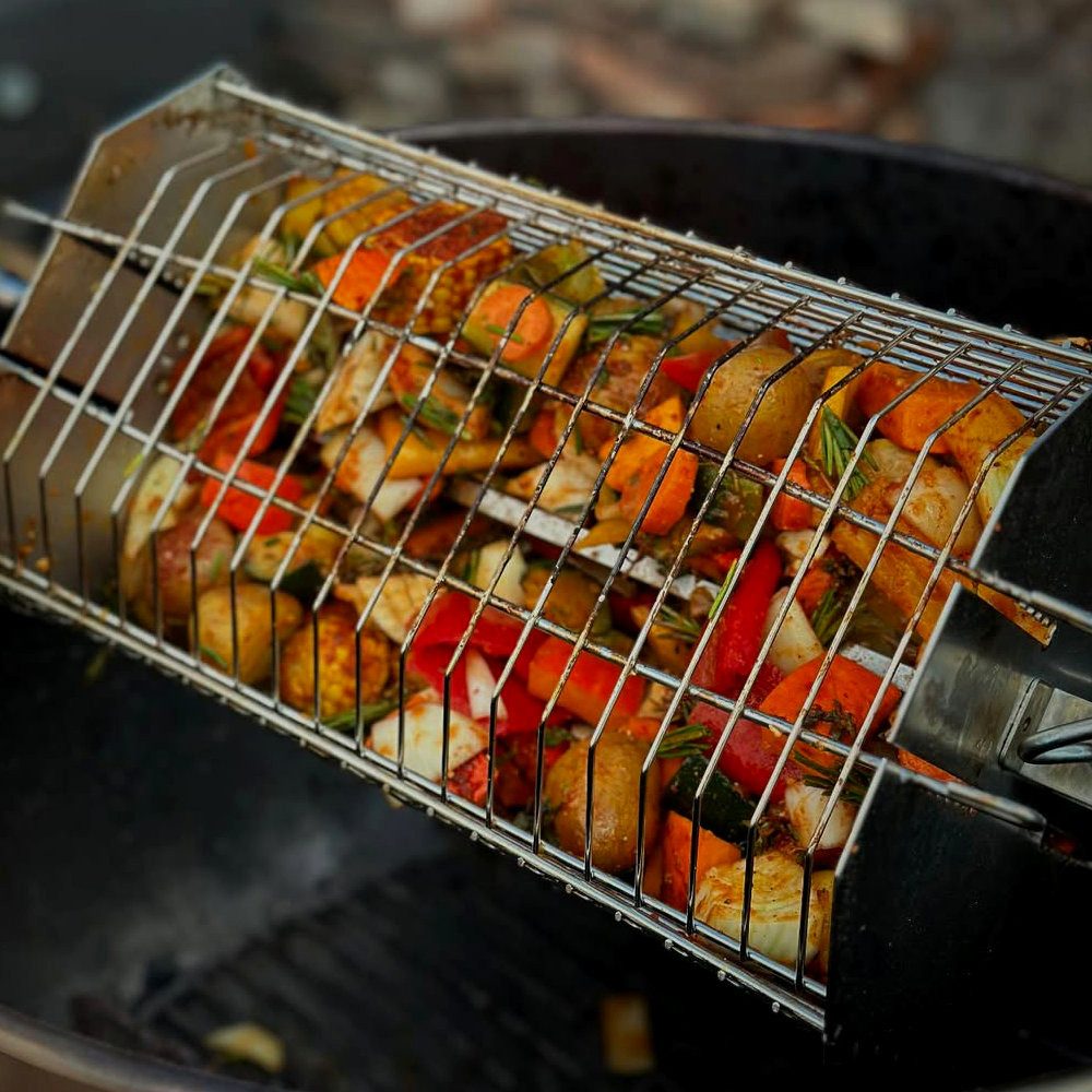 BBQ-Toro Grillspieß Edelstahl Grillrondell für Drehspieß, Universal Grillkorb