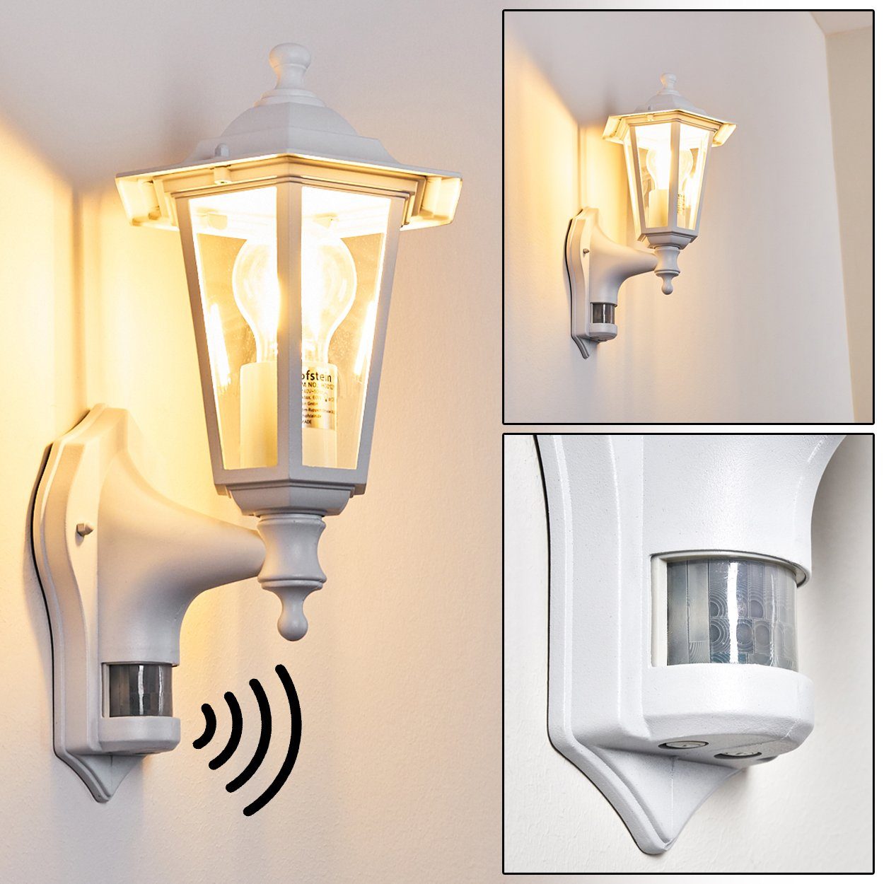 hofstein Außen-Wandleuchte »Rivale« Außenaus Metall weiß und Glas klar, ohn günstig online kaufen