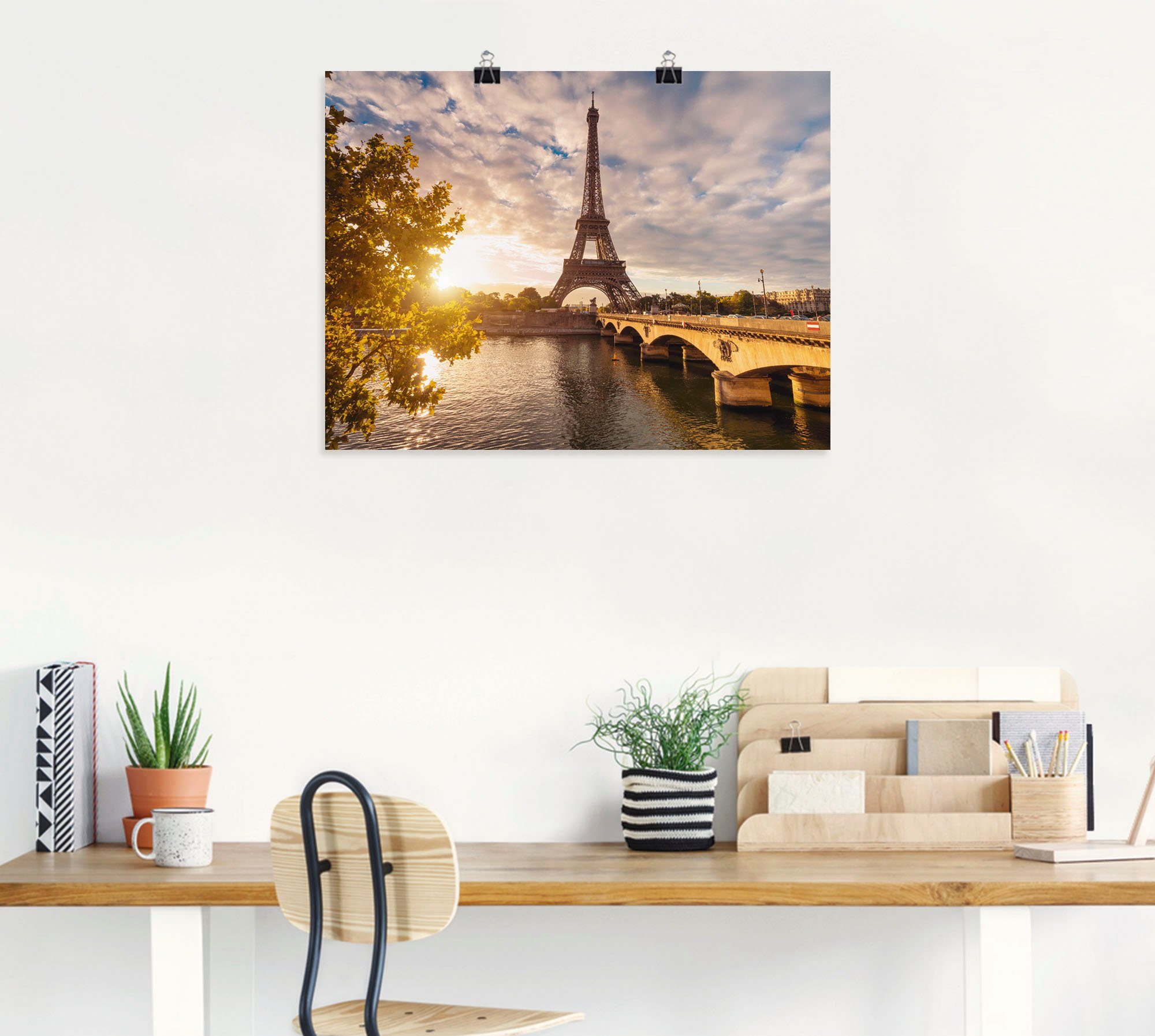 in Größen Artland St), Wandbild Paris Alubild, II, Leinwandbild, Wandaufkleber als Gebäude Poster Eiffelturm (1 oder versch.