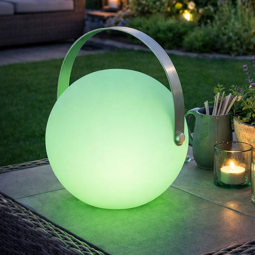GLOBO LIGHTING LED Dekolicht, LED-Leuchtmittel fest verbaut, Warmweiß, Farbwechsel, Gartendeko Kugelleuchte mit Fernbedienung