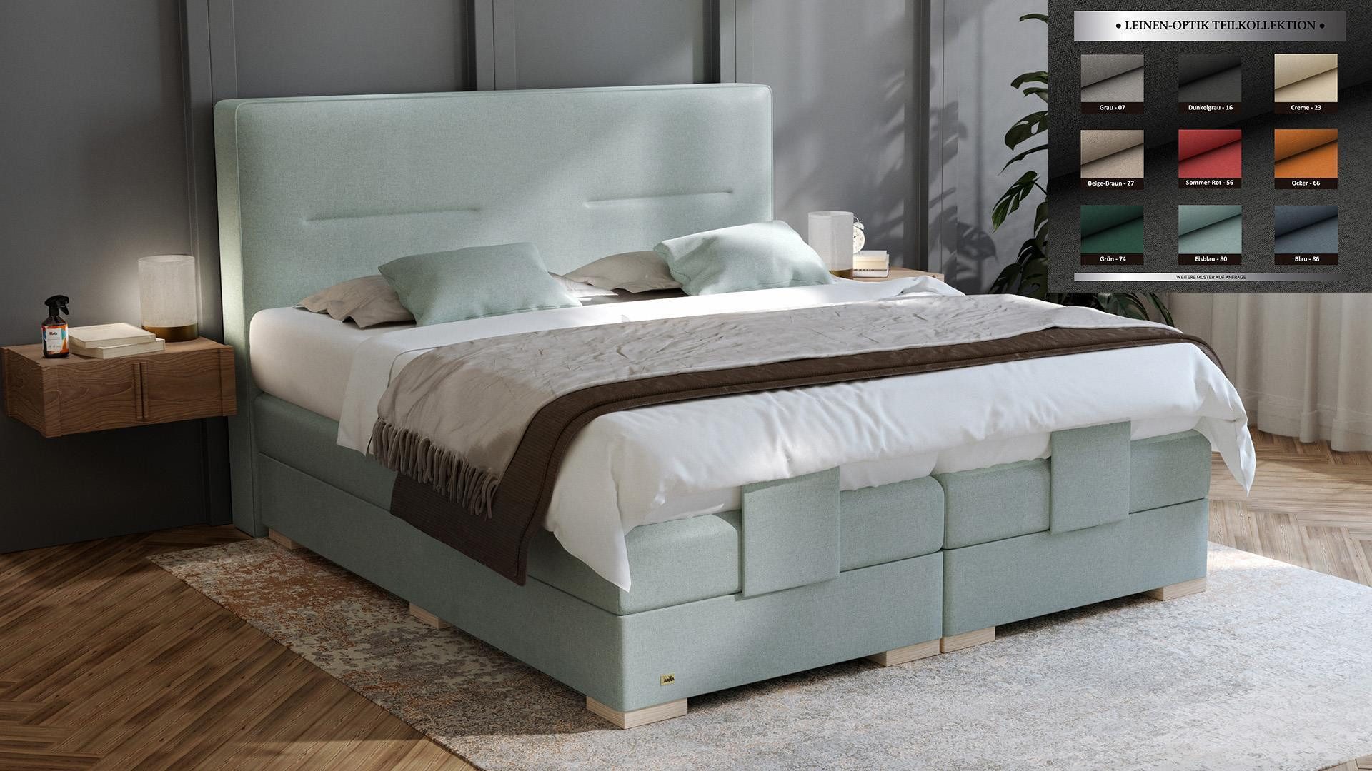 PAARA Boxspringbett Kreta elektrisch verstellbar mit Motor alle Größen, mit einzigartigem Belüftungssystem