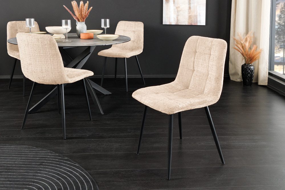 riess-ambiente Esszimmerstuhl TRES CHIC champagner greige/schwarz -Chenille günstig online kaufen