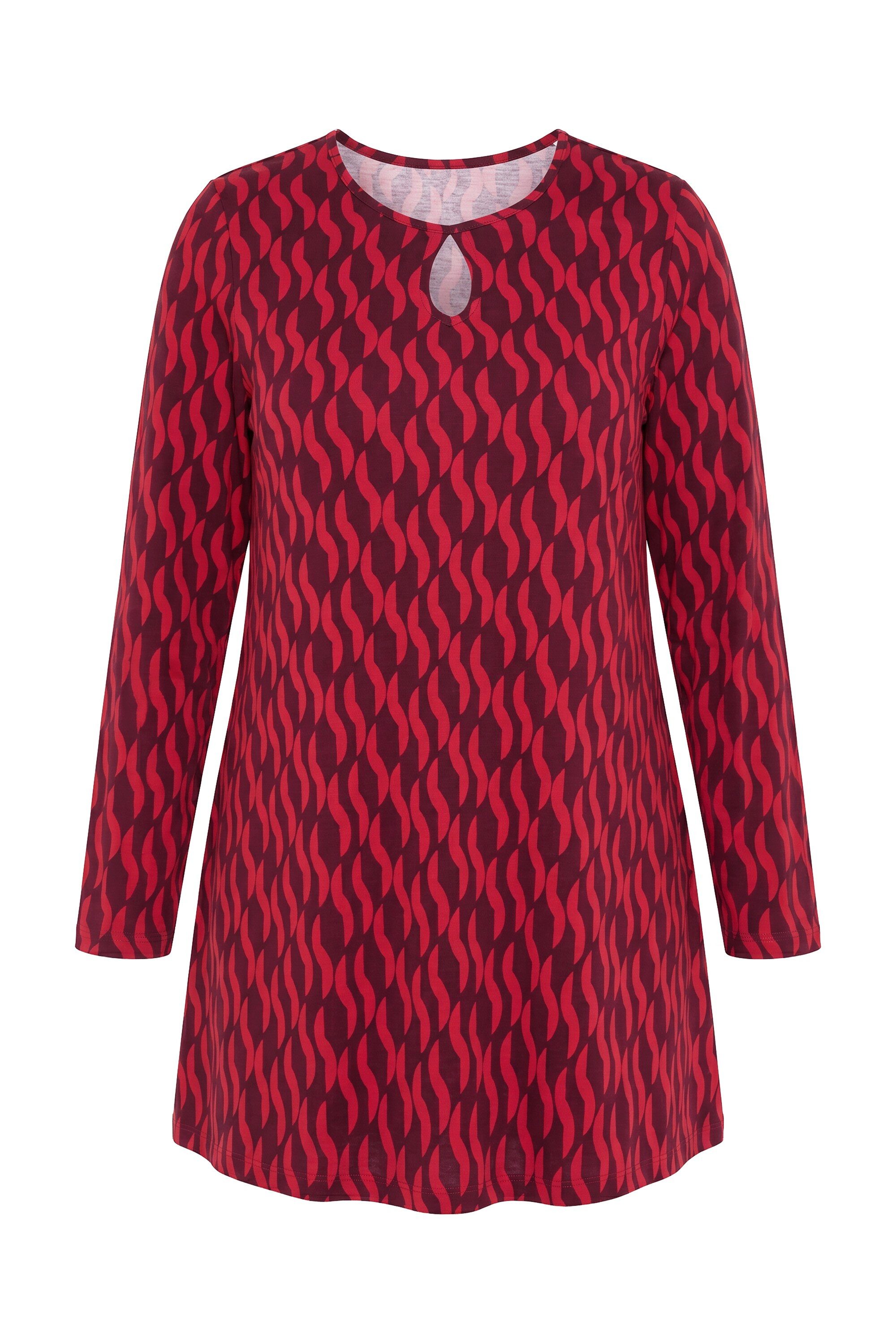 Ulla Popken Longshirt Longshirt grafischer Druck A-Linie Rundhals – Bild 2 von 4