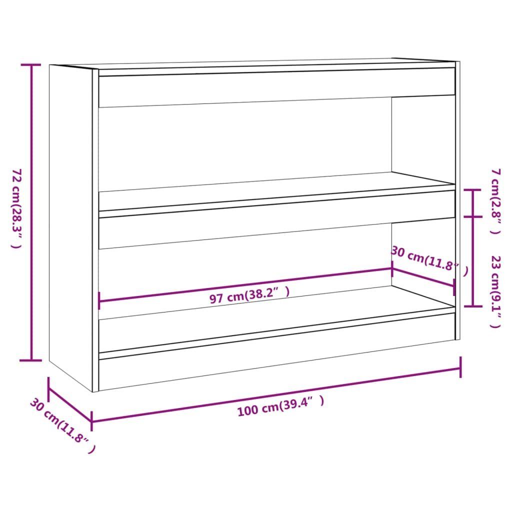 Bücherregal/Raumteiler Bücherregal 1-tlg. Eichen-Optik cm, vidaXL Braune Eiche 100x30x72 Braun