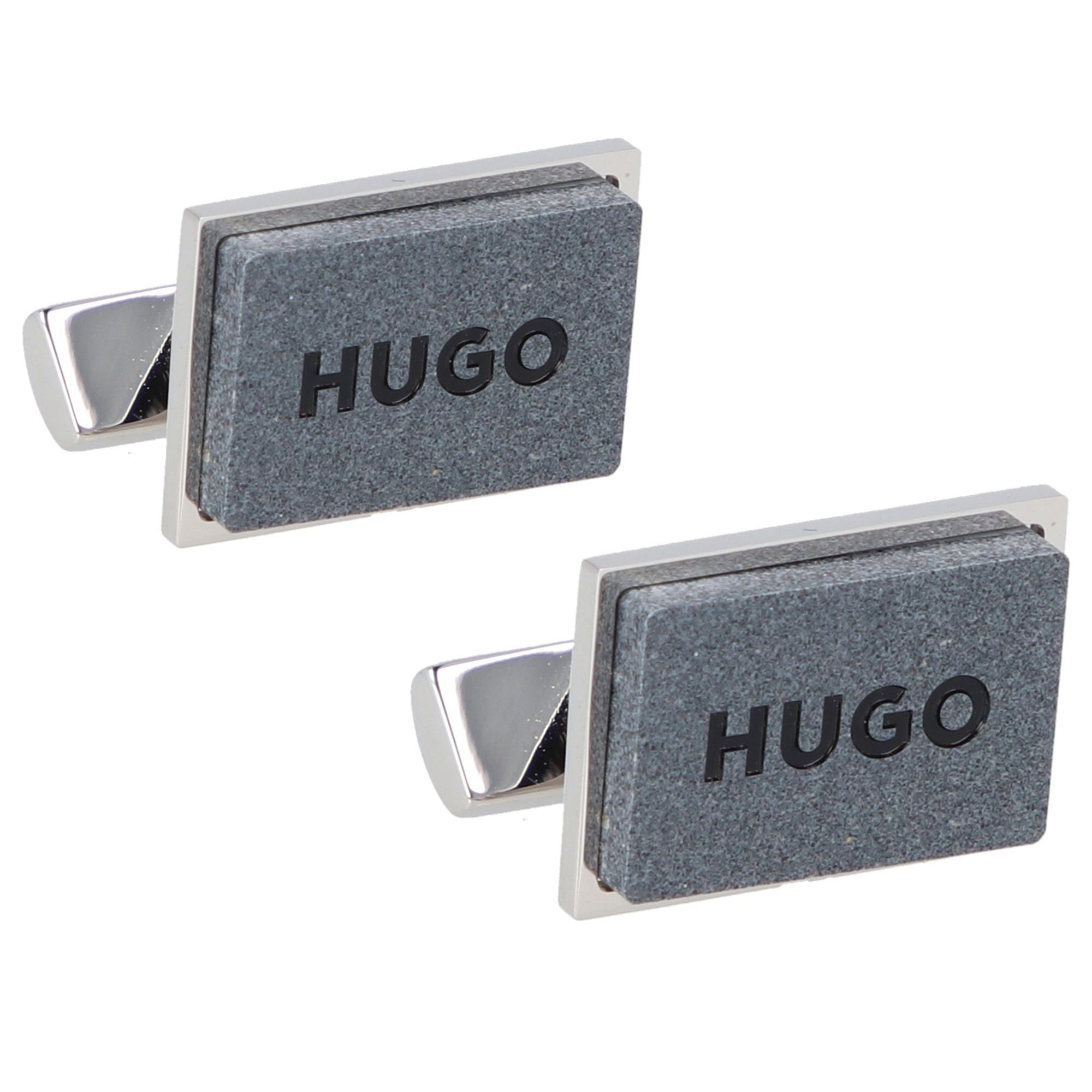 HUGO medium Messing Manschettenknöpfe E-Stone, grey
