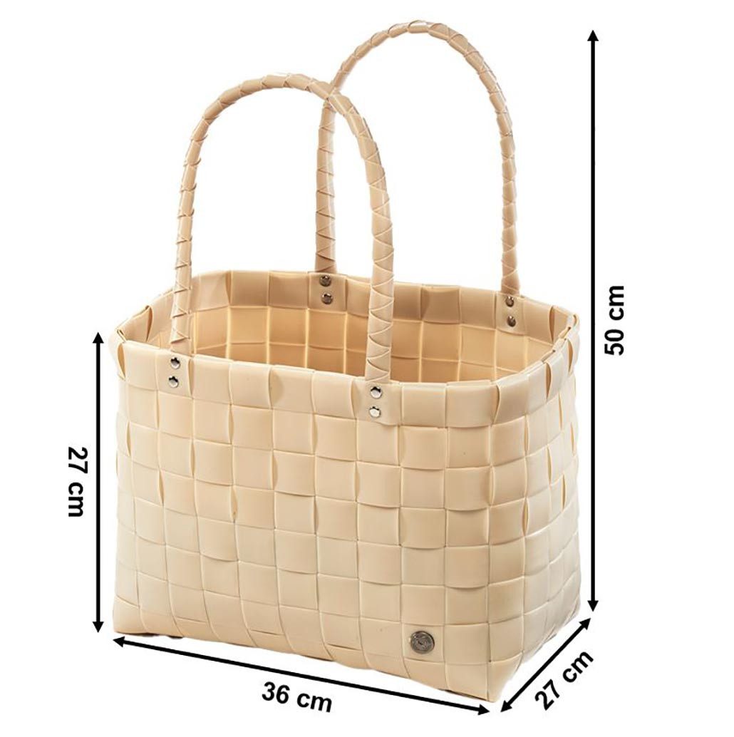 Kobolo Einkaufsshopper Shopper BEZ aus PE geflochten mit PU Henkeln beige, Beige – Bild 3 von 5