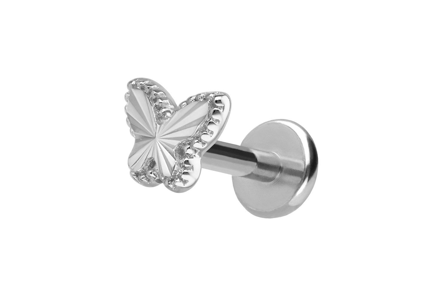 PIERCINGLINE Piercing-Set Titan Labret mit Innengewinde + 925er Silber Aufsatz SCHMETTERLING (Labrets, 1-tlg)