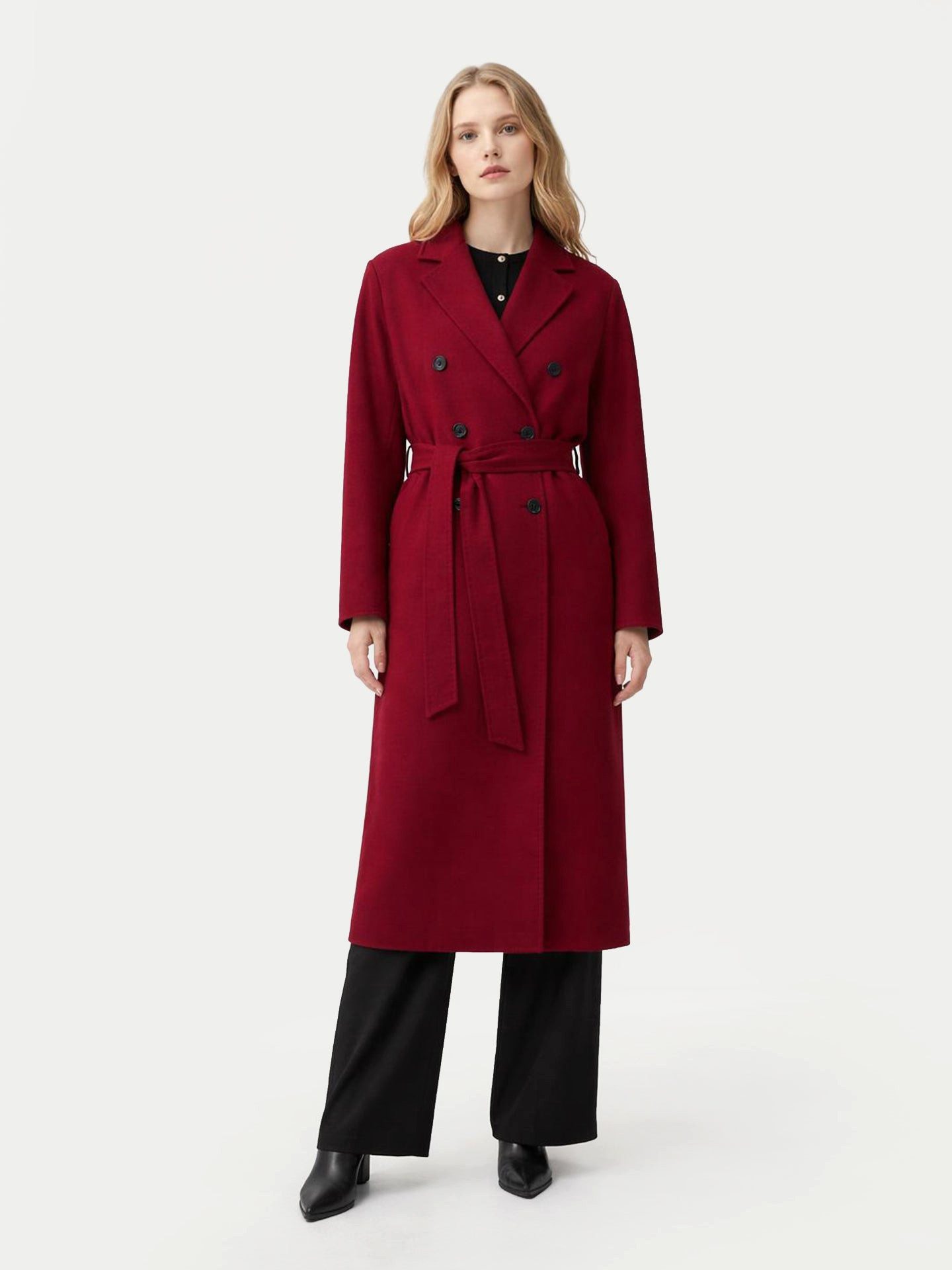 GOBI Cashmere Wollmantel Damen Doppelt-Reihiger Kaschmirmantel