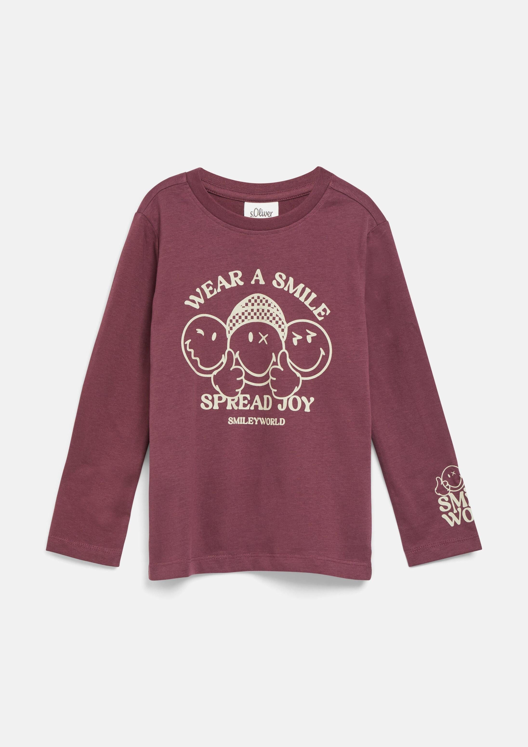 s.Oliver Langarmshirt T-Shirt Smiley® Longsleeve mit Front- und Ärmelprint