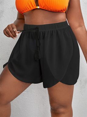 AFAZ New Trading UG Shorts Lockerer, einfarbiger, sexy Mesh-Badeanzug für Damen Schwarz Sportliche Boxershorts-Bademode mit hoher Taille