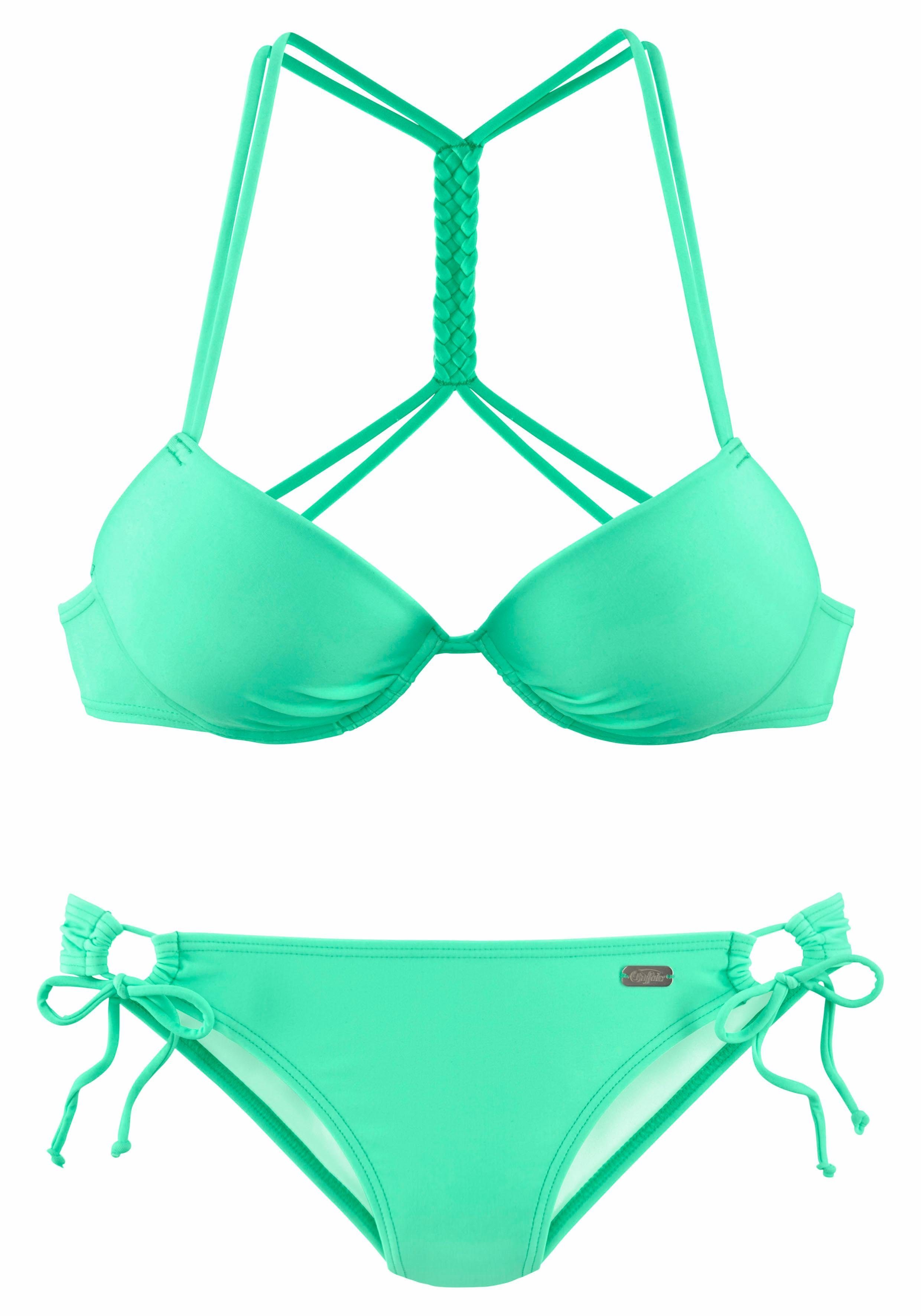 Rückendetail geflochtenem Push-Up-Bikini mit mint Buffalo