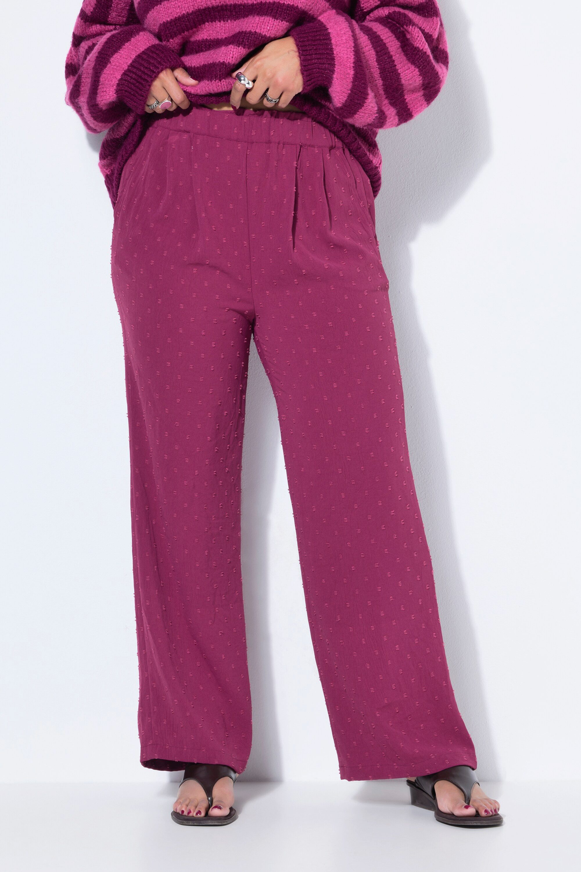 Studio Untold Schlupfhose Hose Wide Legs High Waist Dot-Struktur