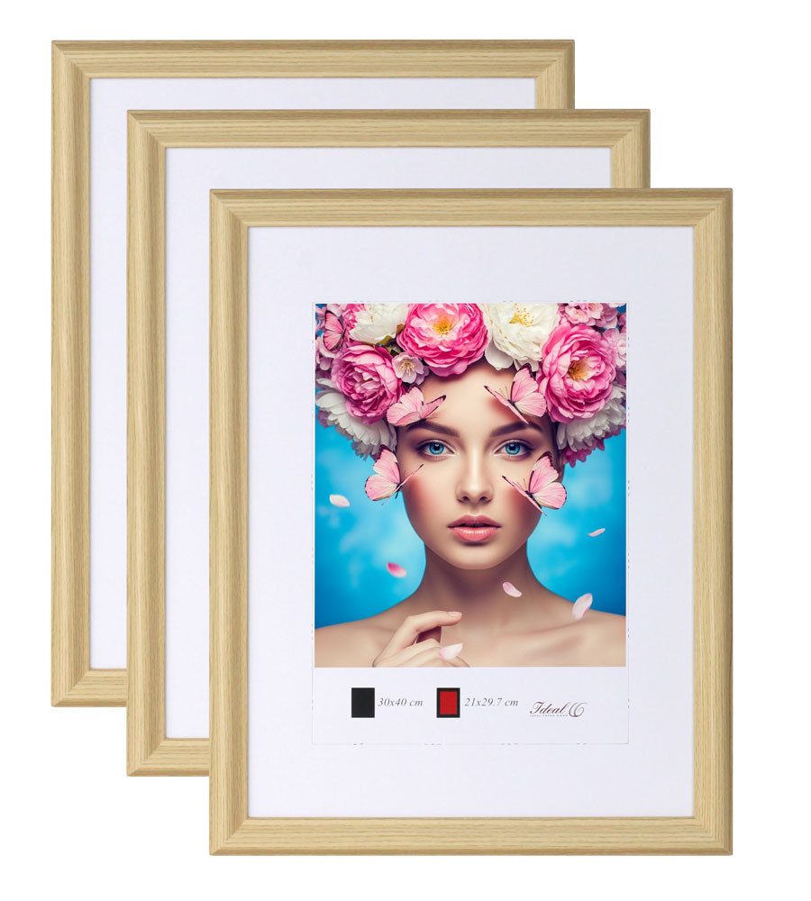 IDEAL TREND Bilderrahmen 3er 5er Set Holzrahmen mit Kunststoffglas Bilderrahmen MDF Rahmen Coll, für 3 Bilder (3 St), MDF Bilderrahmen mit Papiereinleger und Kunststoffglas