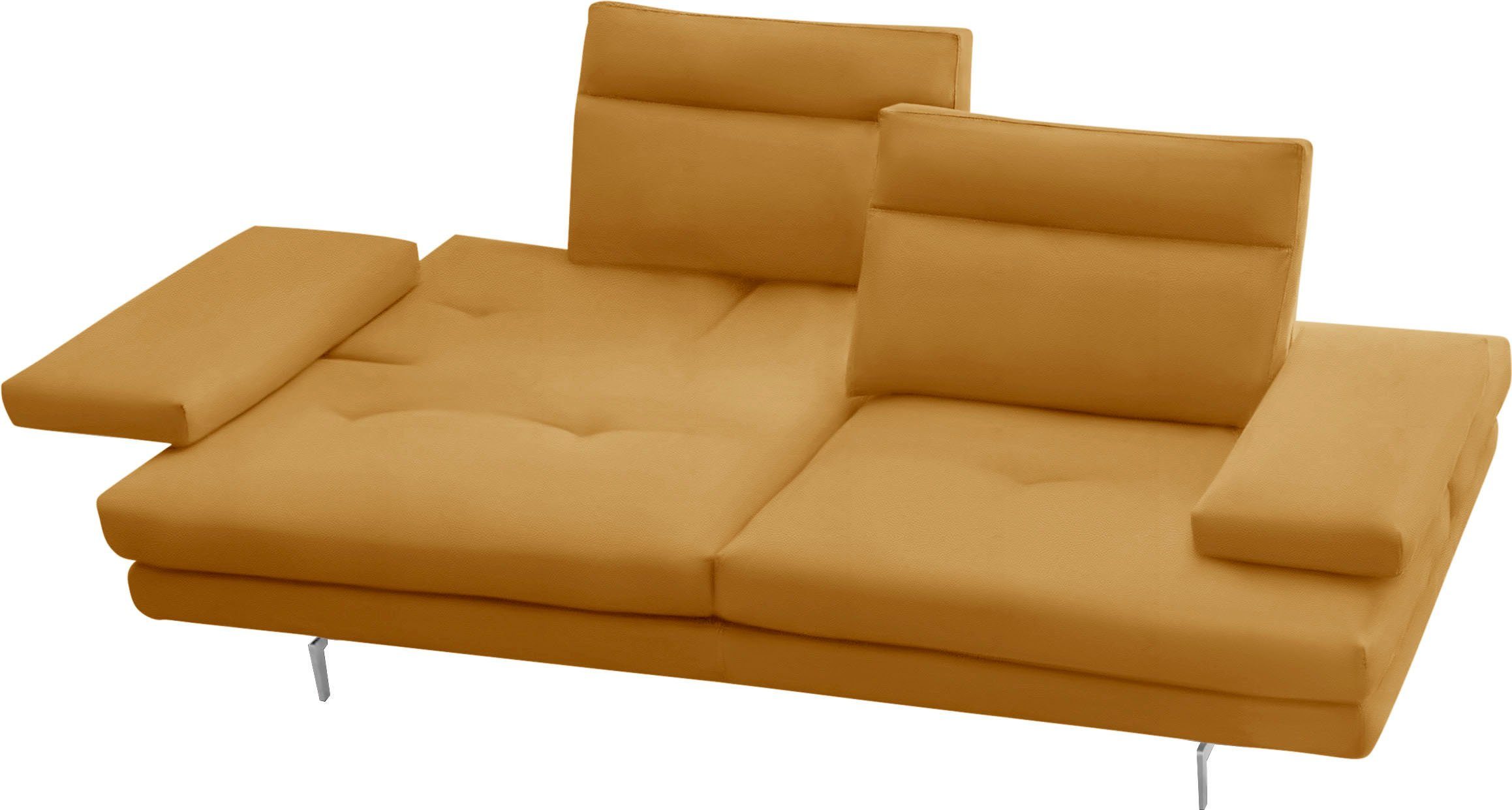 CALIA ITALIA 3-Sitzer Toby Wing, 208 cm breit, Designsofa mit hohem Sitzkomfort, inklusive Sitztiefenverstellung, Füße in Chrom glänzend