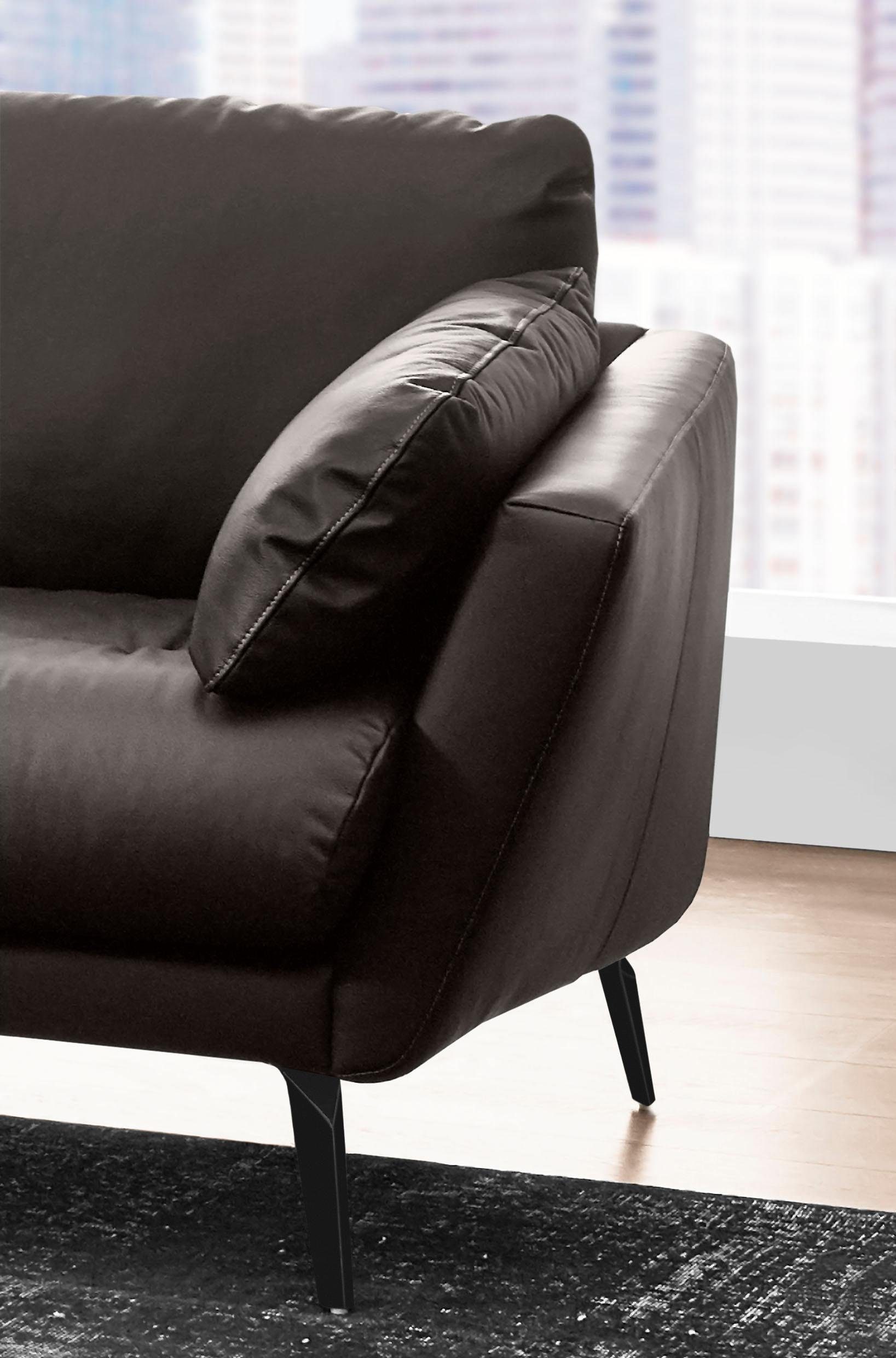 Ecksofa schwarz Sitz, pulverbeschichtet Heftung mit Füße im W.SCHILLIG softy, dekorativer