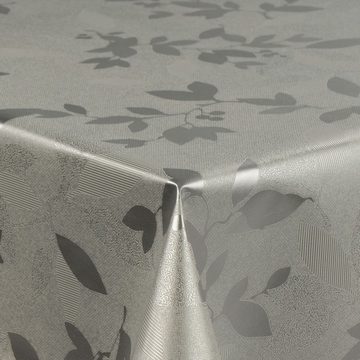 laro Tischdecke Wachstuch-Tischdecken Abwaschbar Blätter Schwarz Metallic rechteckig