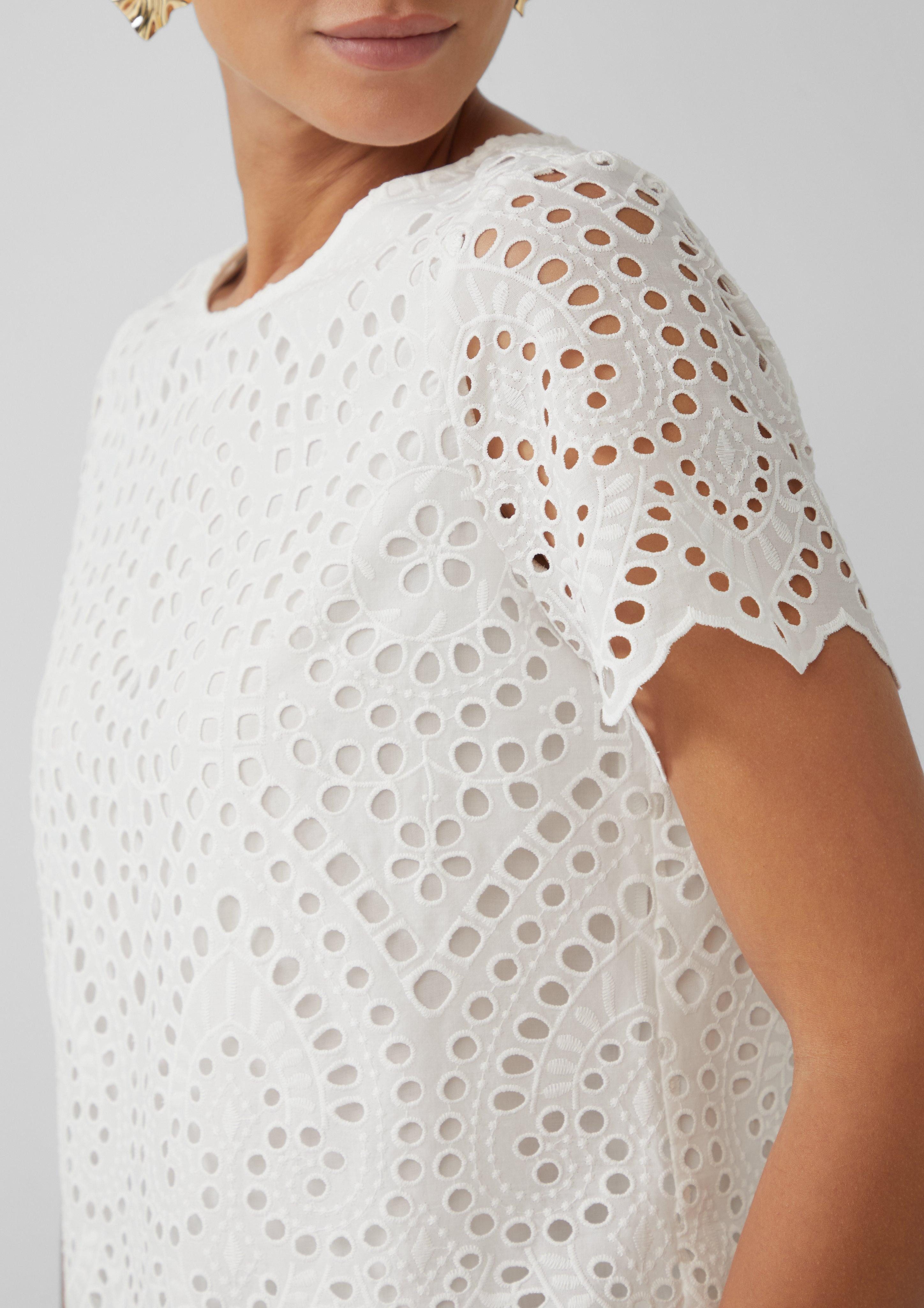 s.Oliver BLACK LABEL Kurzarmbluse Verkürzte Baumwollbluse günstig online kaufen