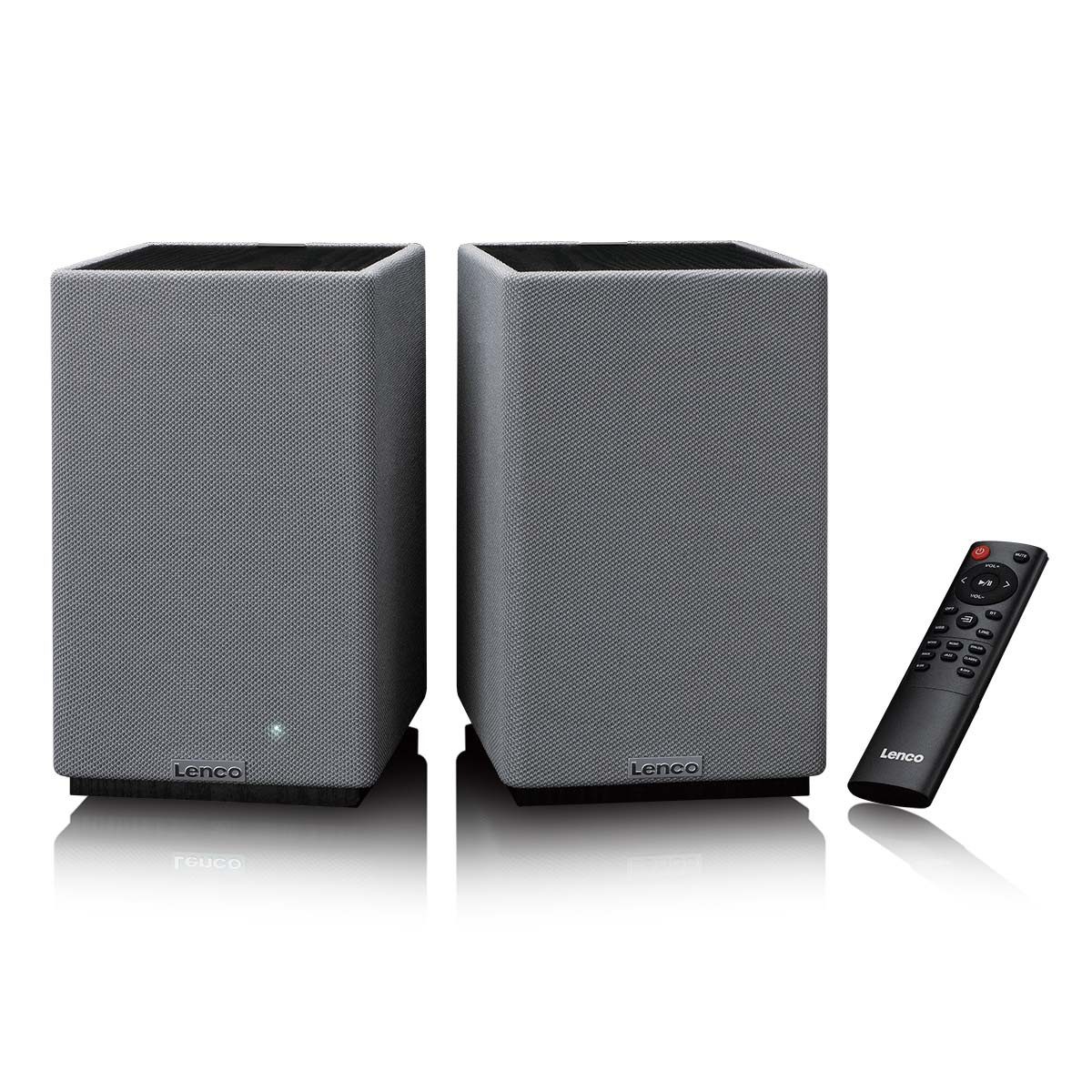 Lenco SPB-240BKGY Lautsprecher 2.0 (Bluetooth®, Bluetooth, USB, optischer Eingang. Flexibel für jedes Setup nutzen)