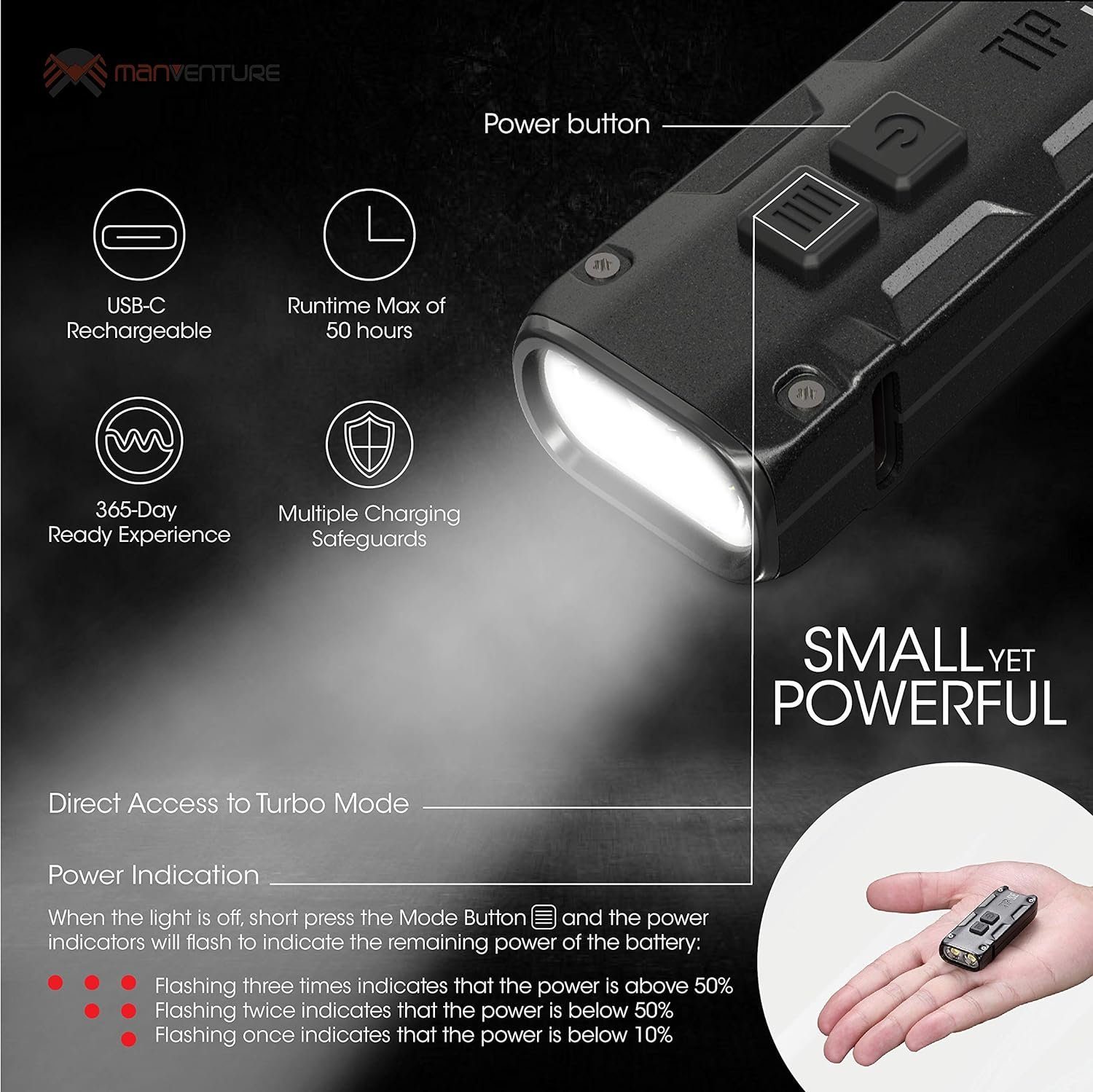 Taschenlampe (1-St) USB LED Tip – – 700 - LED Lumen C – SE Mini-Taschenlampe Schlüsselanhänger Nitecore