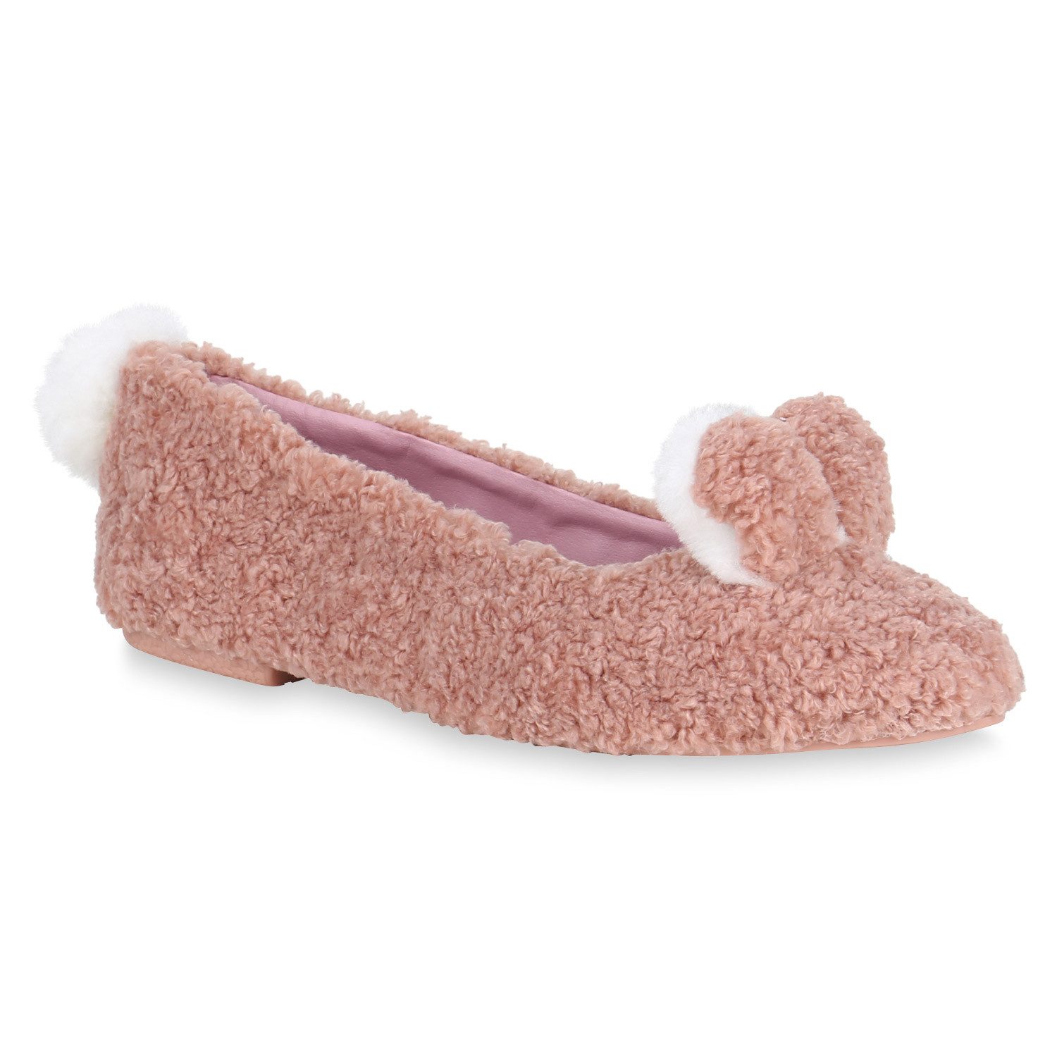VAN HILL 819088 Ballerina Damen Klassische Балетки Kunstpelz Slipper Pom Poms Slip-Ons